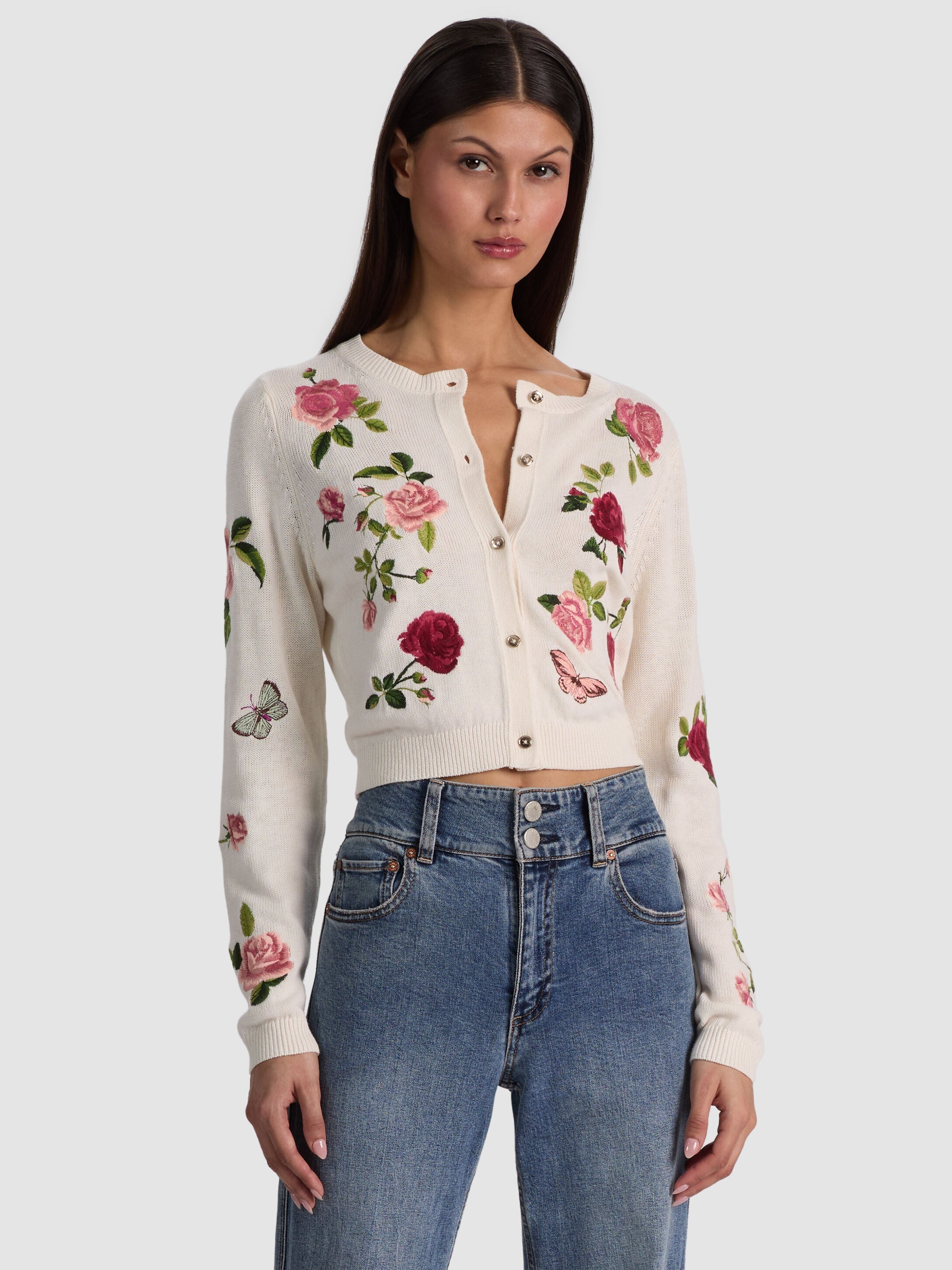 DOLLIE EMBROIDERED CARDIGAN-ALICE + OLIVIA