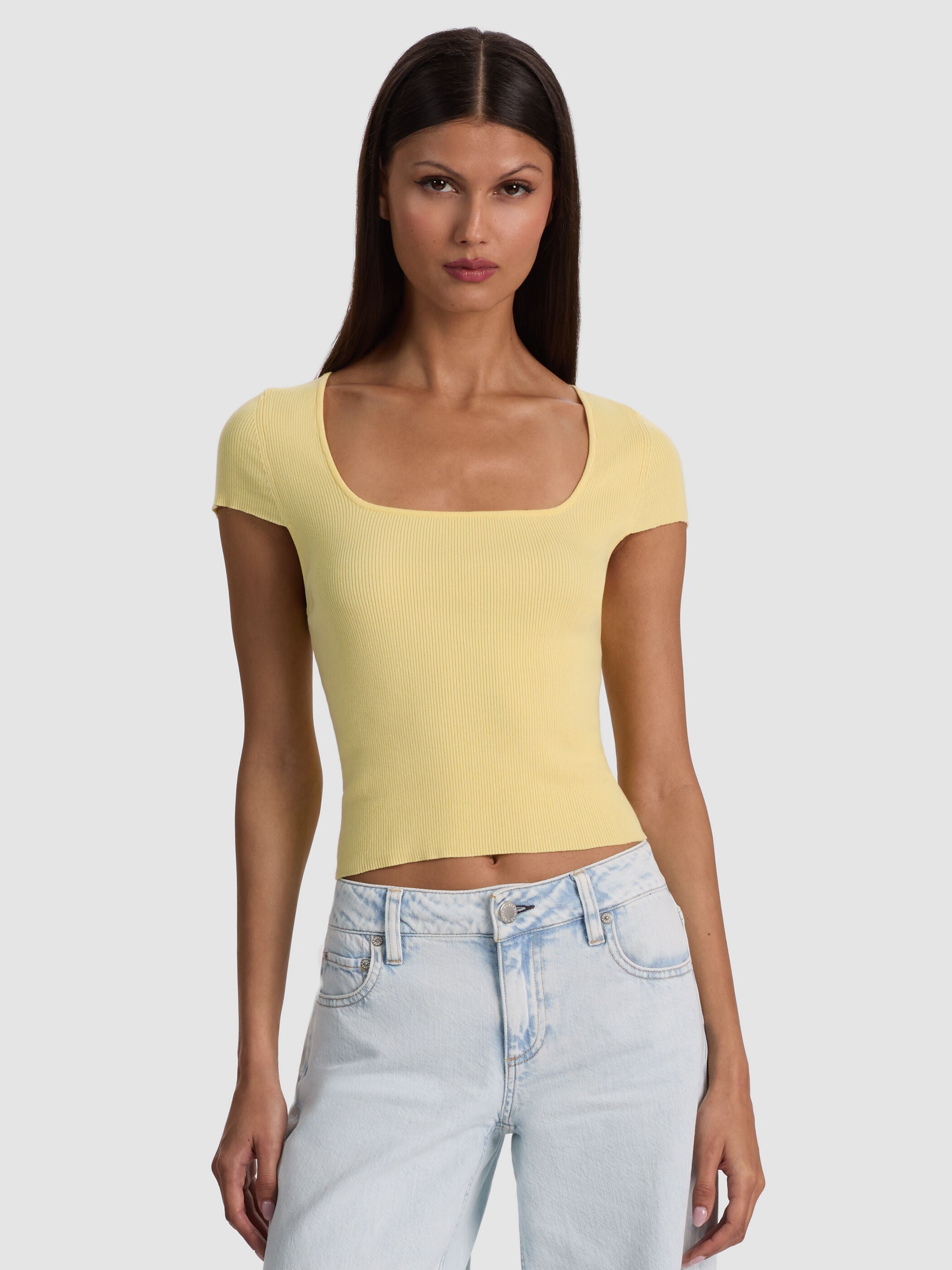 ANAIS RIBBED BABY TEE-BUTTER-ALICE + OLIVIA