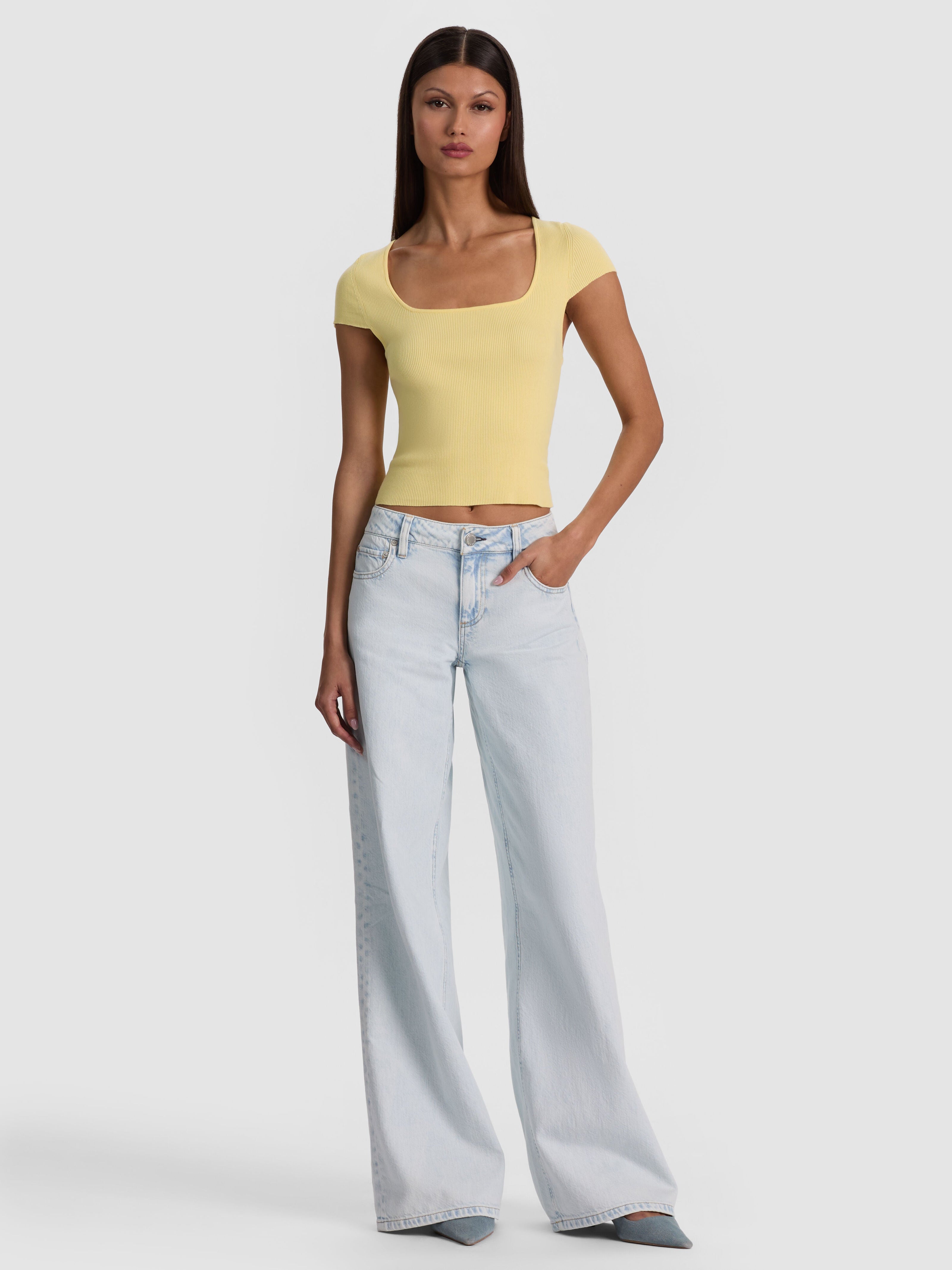 ANAIS RIBBED BABY TEE-BUTTER-ALICE + OLIVIA