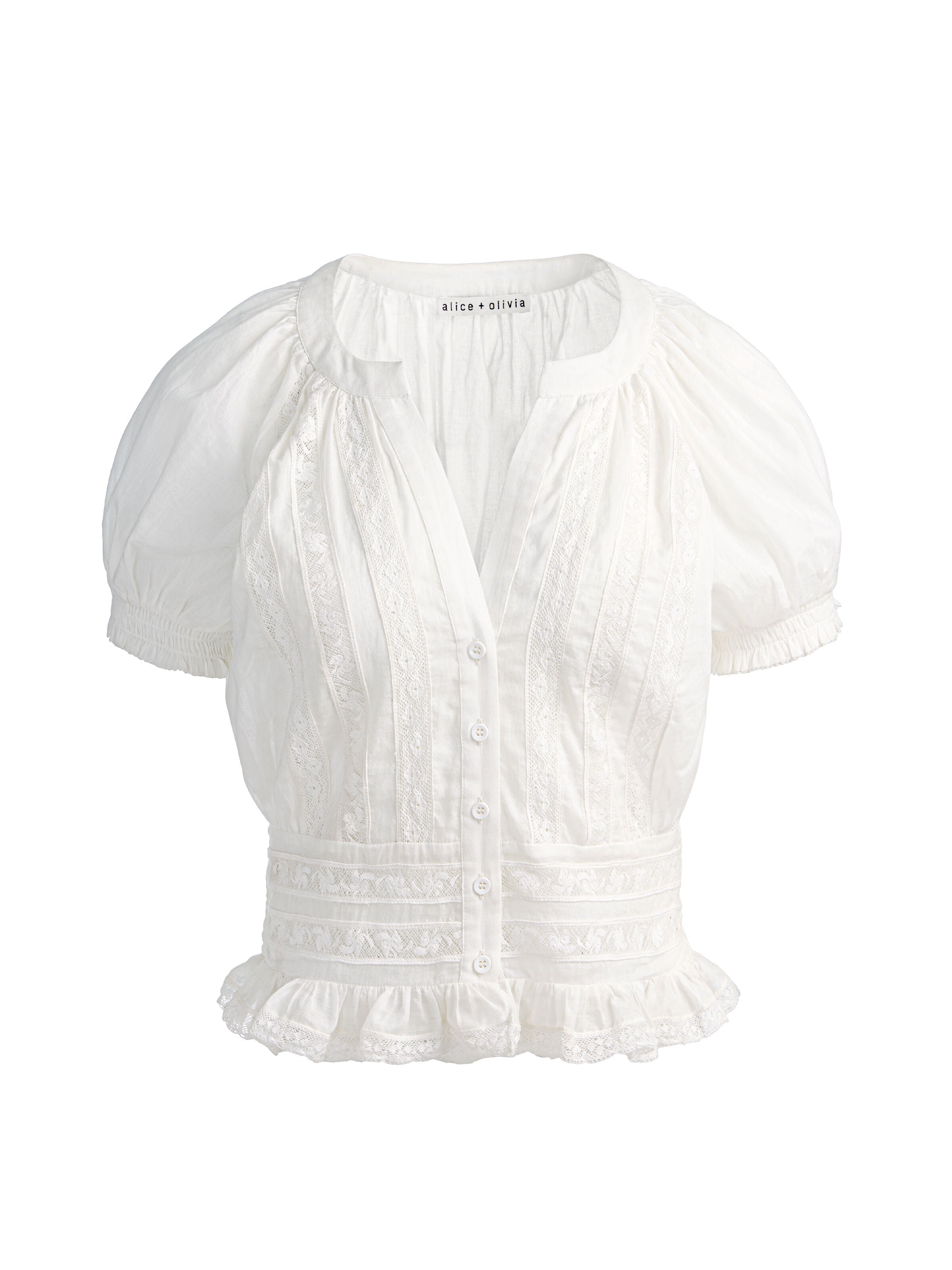 KATHRYN LACE TRIM BLOUSE-ALICE + OLIVIA