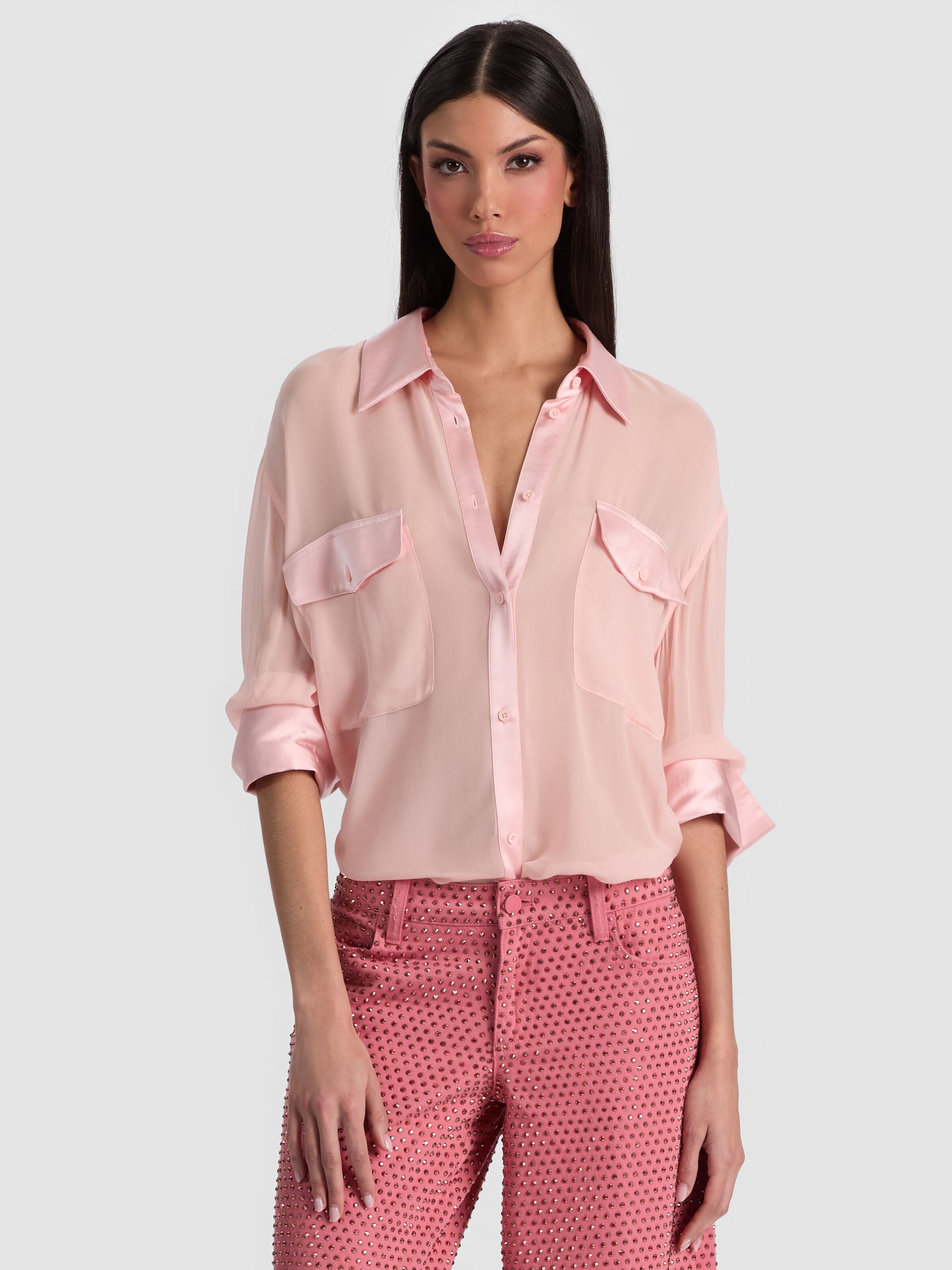 FINELY OVERSIZED UTILITY SHIRT-ALICE + OLIVIA