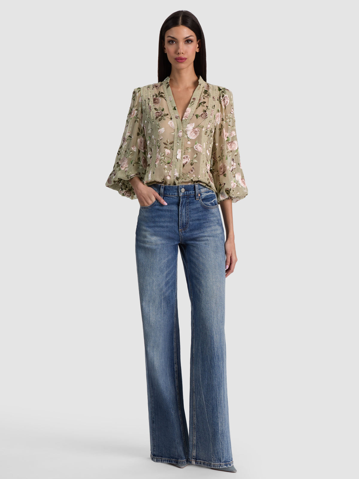 ARLETTE COLLARED BLSN SLV BLOUSE-ALICE + OLIVIA