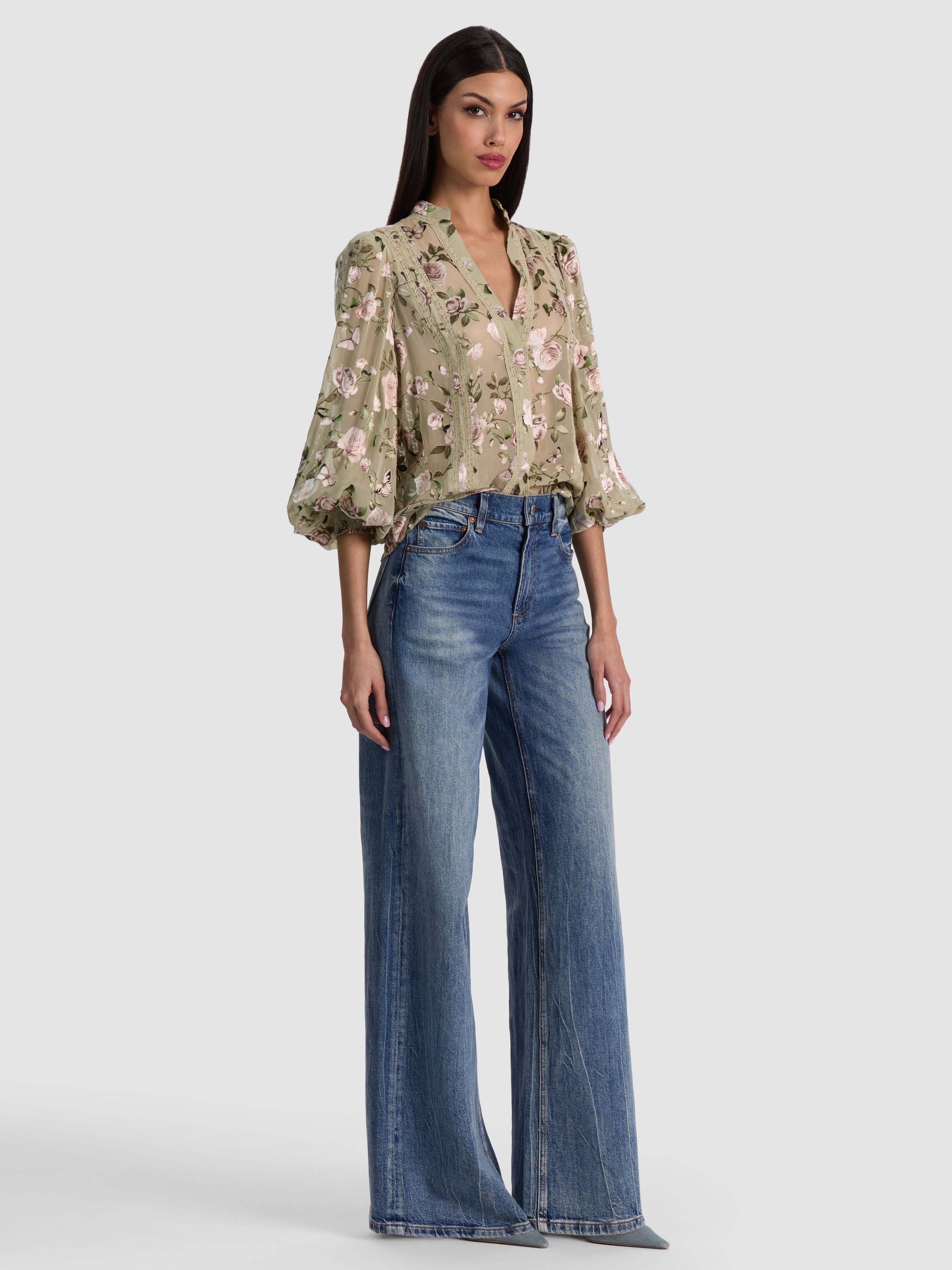ARLETTE COLLARED BLSN SLV BLOUSE-ALICE + OLIVIA