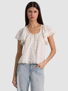 ODETTE EMBROIDERED FLUTTER SLEEVE TOP-ALICE + OLIVIA