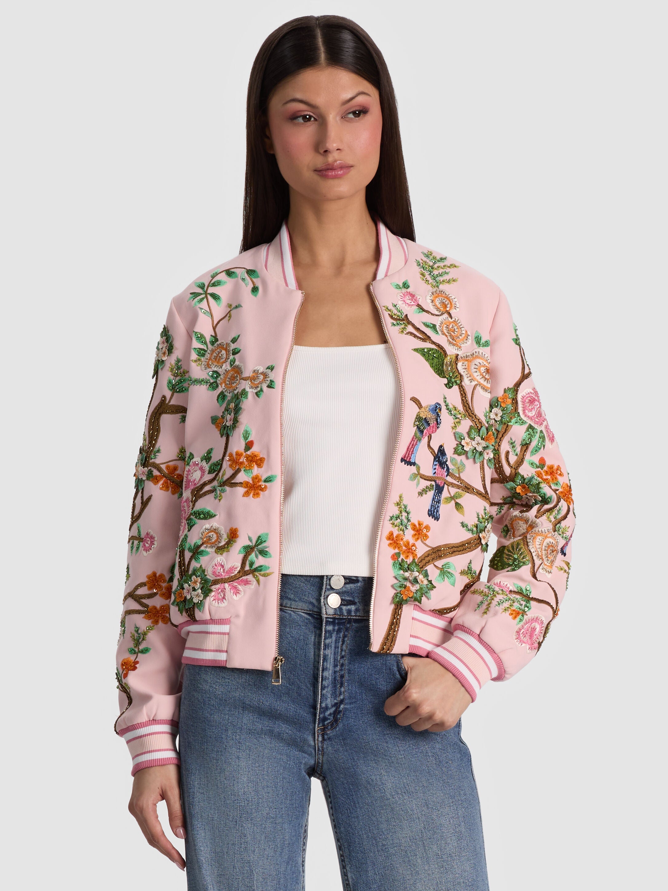 LONNIE EMBELLISHED VARSITY JACKET-ALICE + OLIVIA