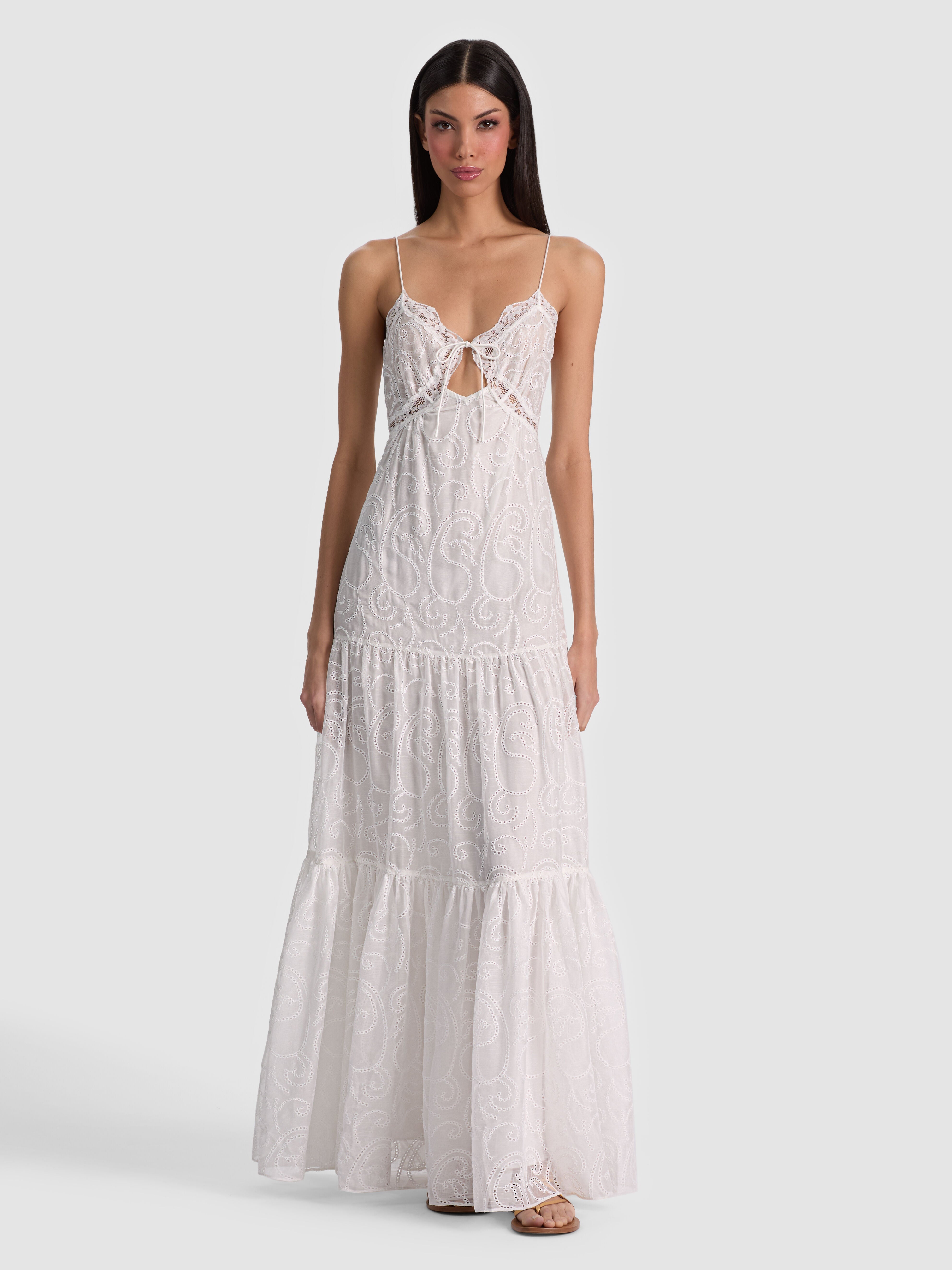 NICKY LACE TIERED MAXI DRESS-OFF WHITE-ALICE + OLIVIA