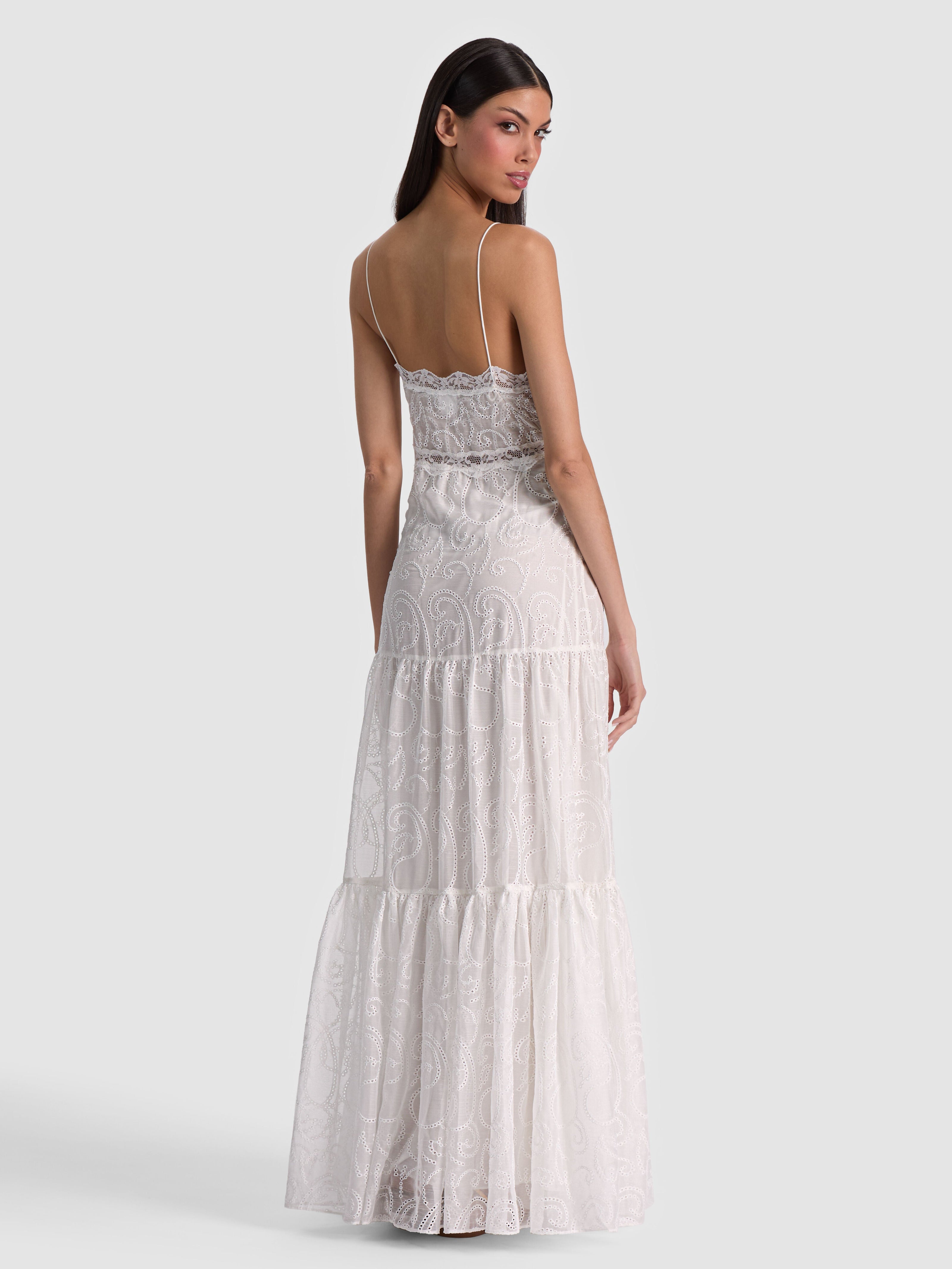NICKY LACE TIERED MAXI DRESS-OFF WHITE-ALICE + OLIVIA