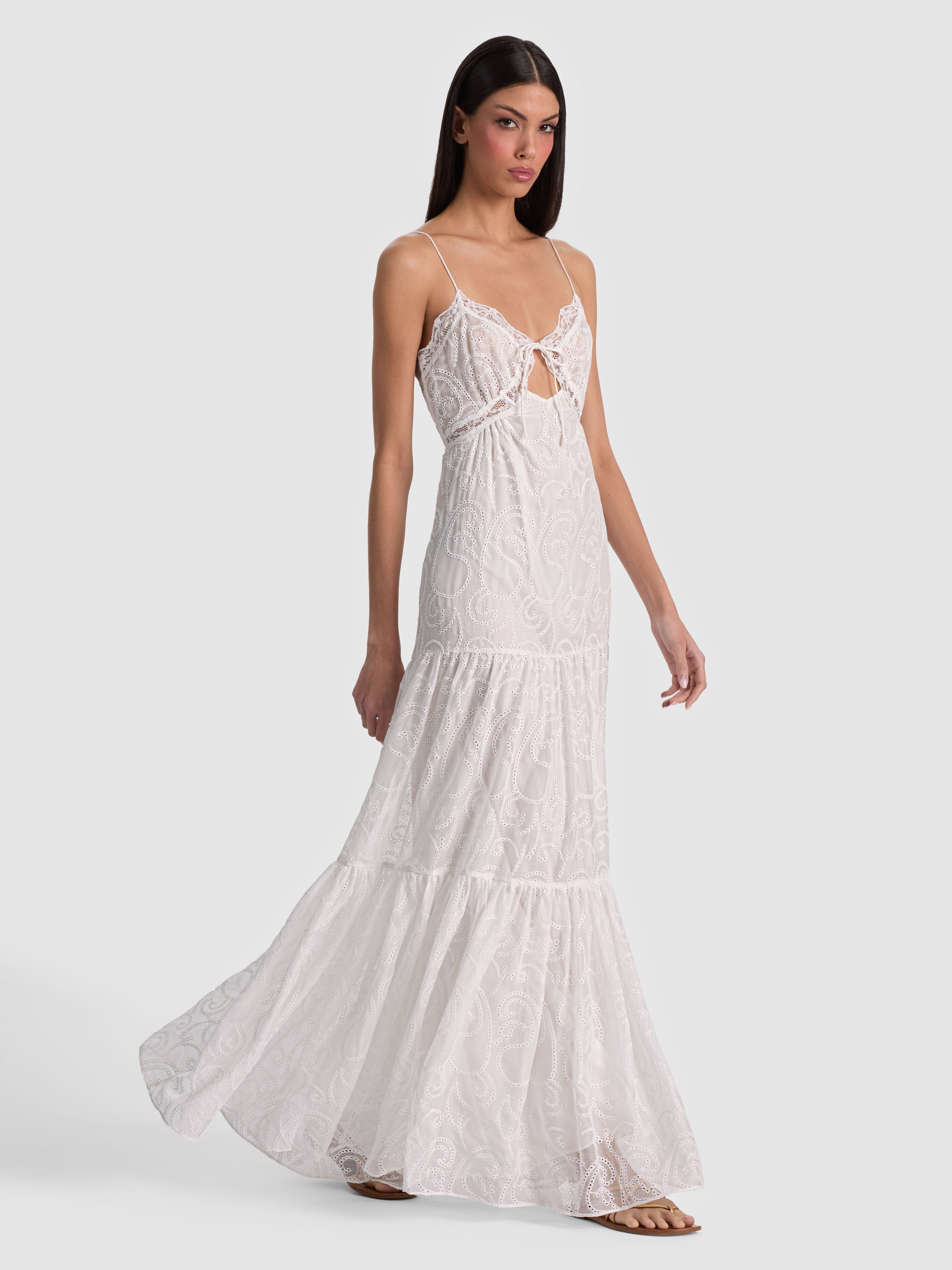 NICKY LACE TIERED MAXI DRESS-OFF WHITE-ALICE + OLIVIA