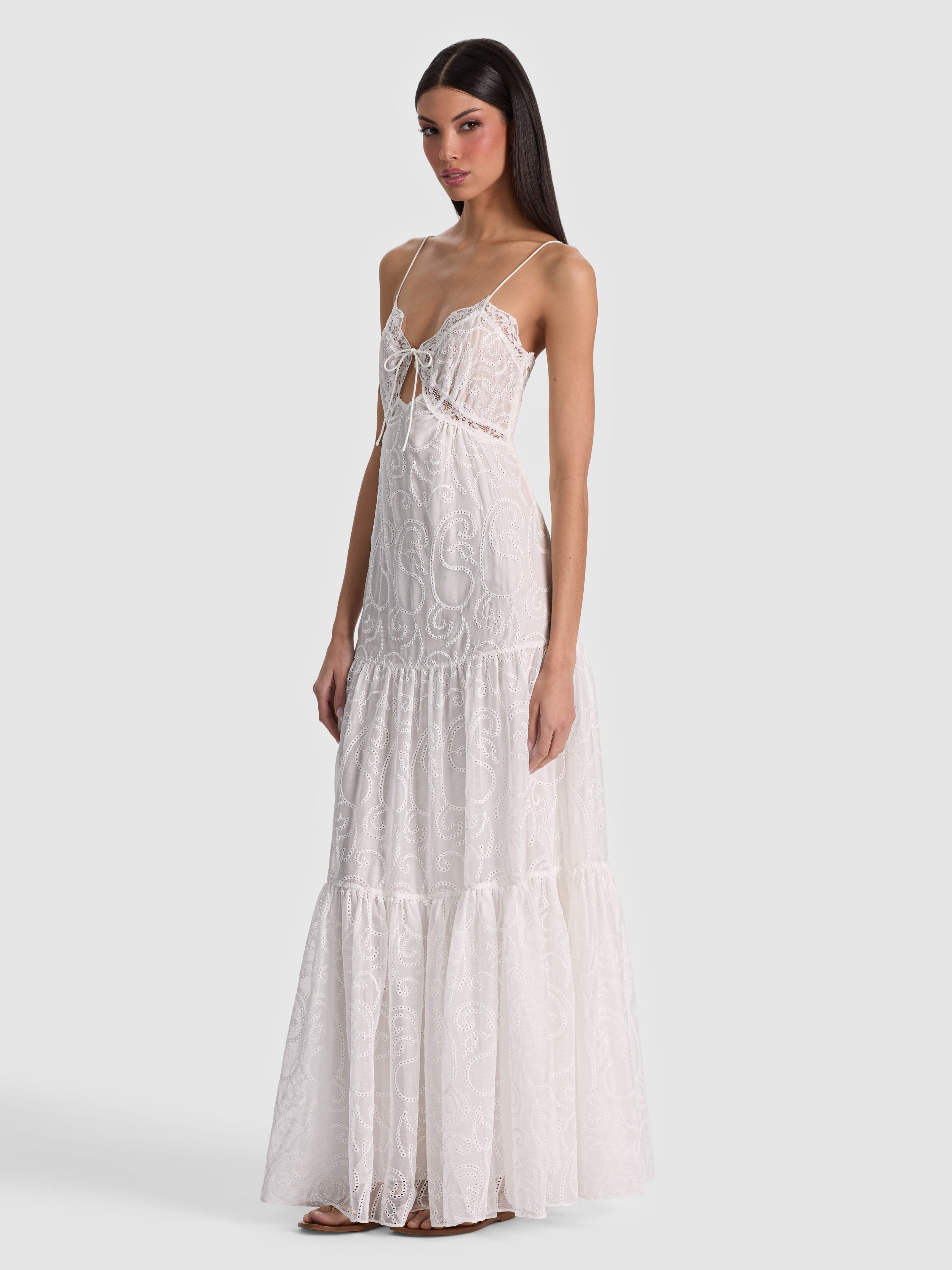 NICKY LACE TIERED MAXI DRESS-OFF WHITE-ALICE + OLIVIA