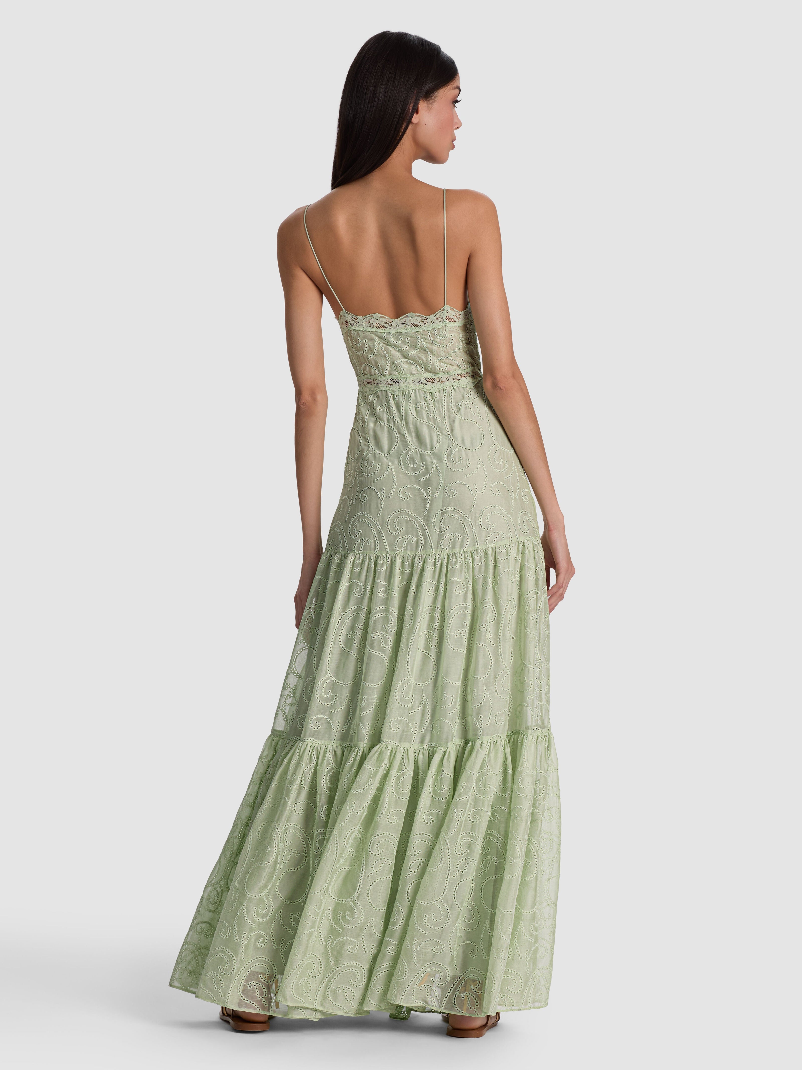 NICKY LACE TIERED MAXI DRESS-LIGHT SAGE-ALICE + OLIVIA