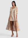 ELLIE TRENCH COAT WITH MIXED JACQUARD-GOLD-ALICE + OLIVIA