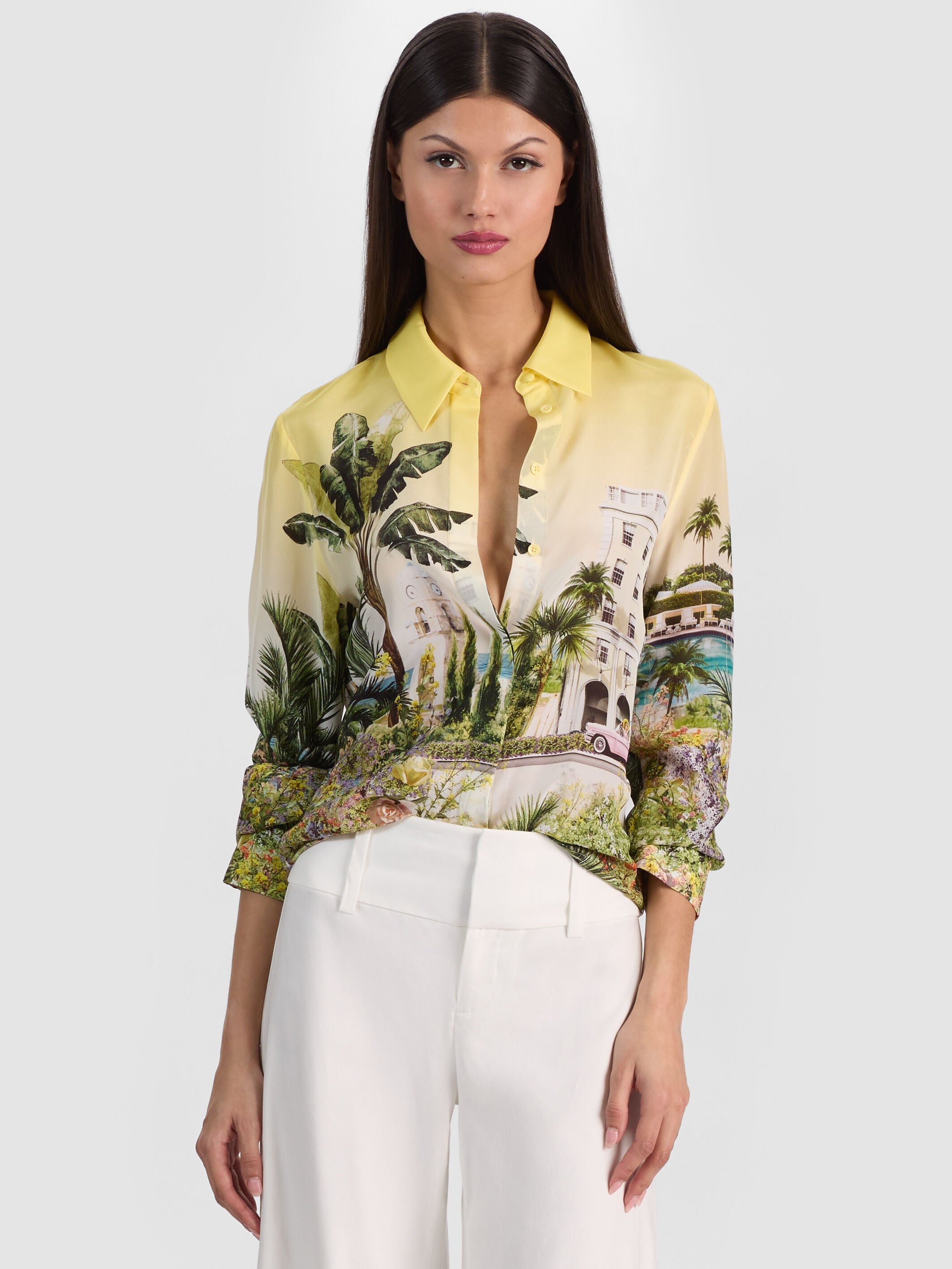 WILLA STACEFACE SILK BLOUSE-ALICE + OLIVIA