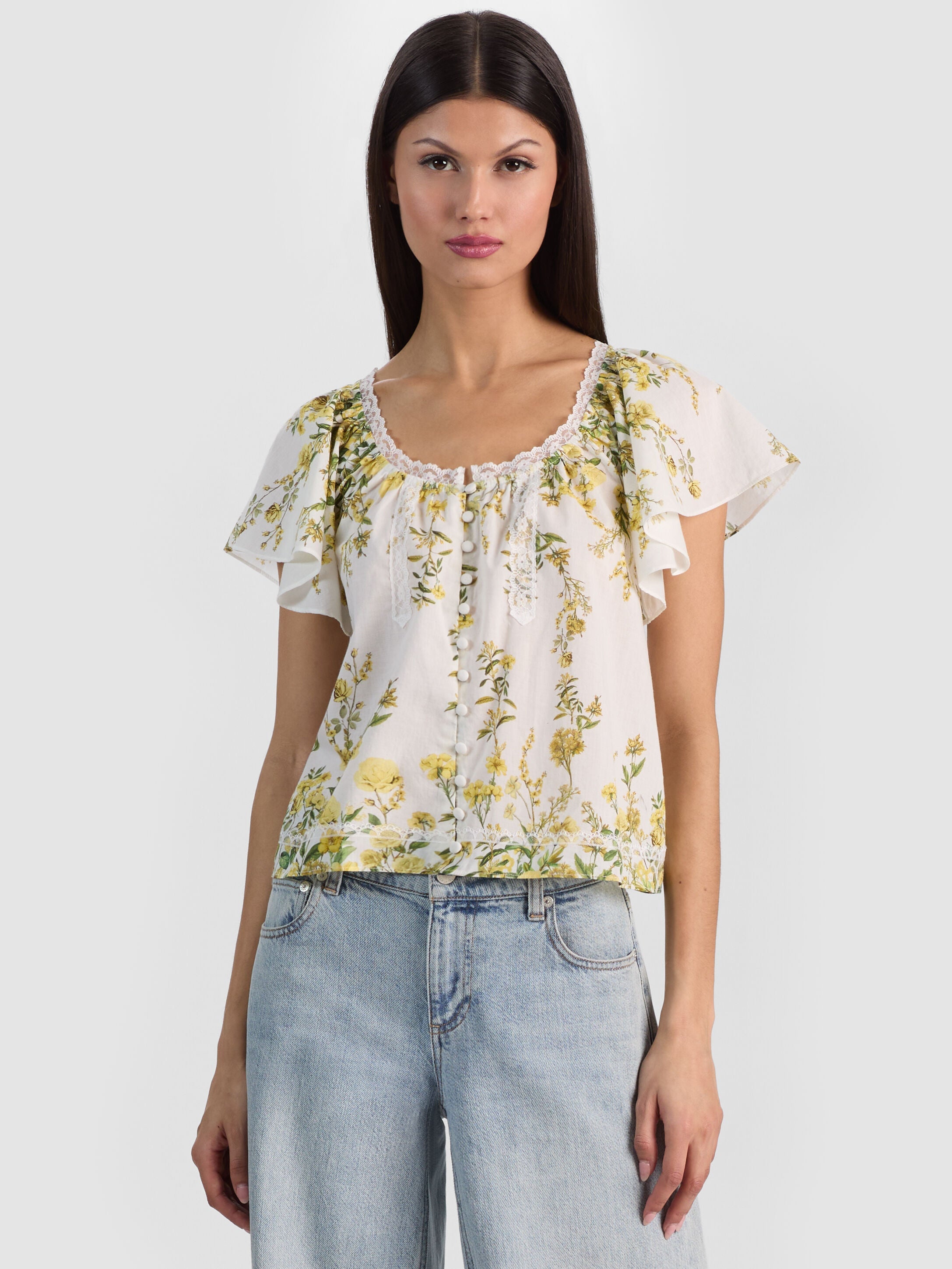 ODETTE FLUTTER SLEEVE TOP-ALICE + OLIVIA