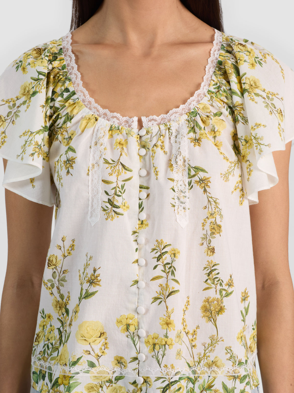 ODETTE FLUTTER SLEEVE TOP-ALICE + OLIVIA