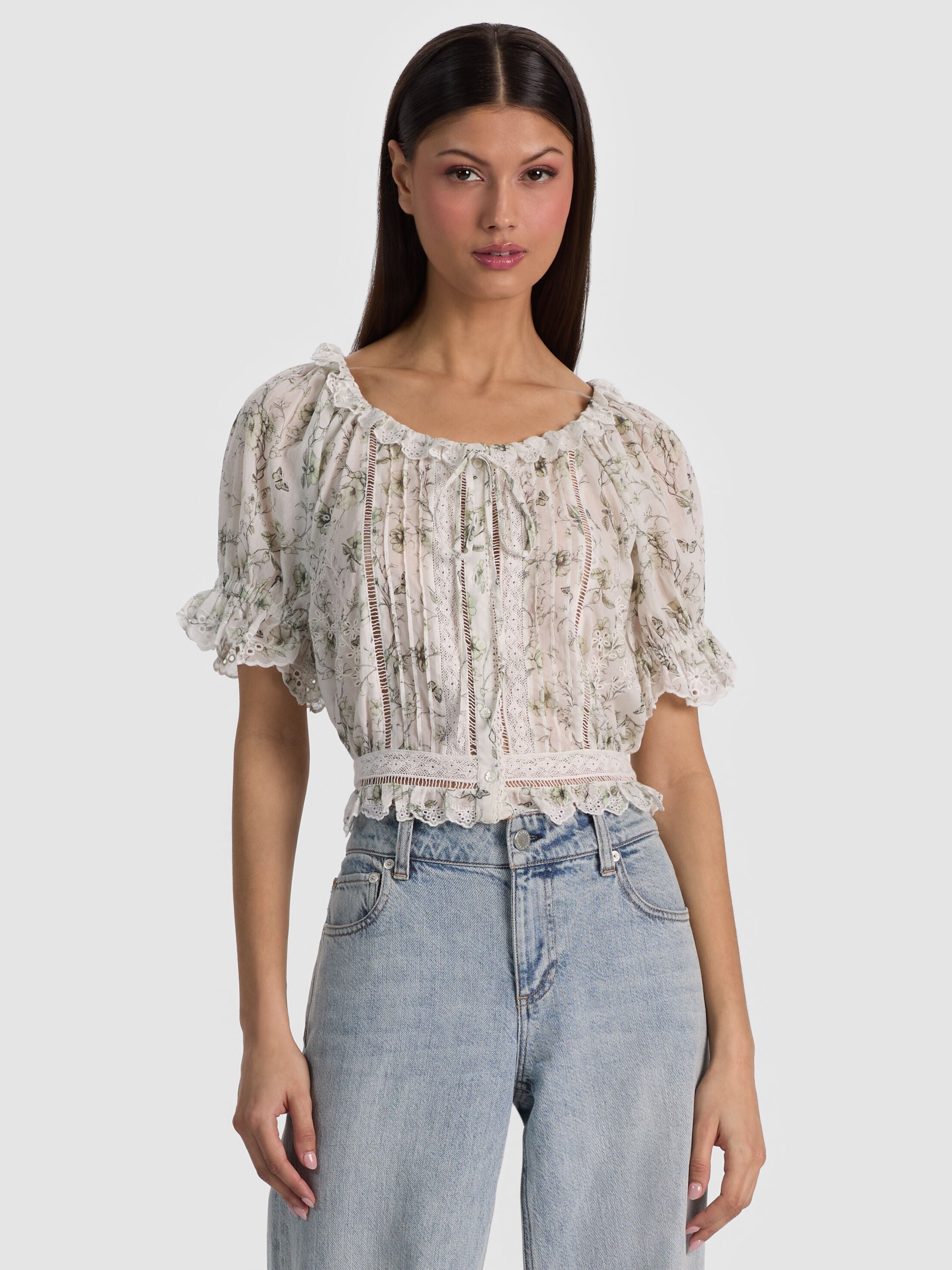 MCLAINE PUFF SLEEVE BLOUSE-ALICE + OLIVIA