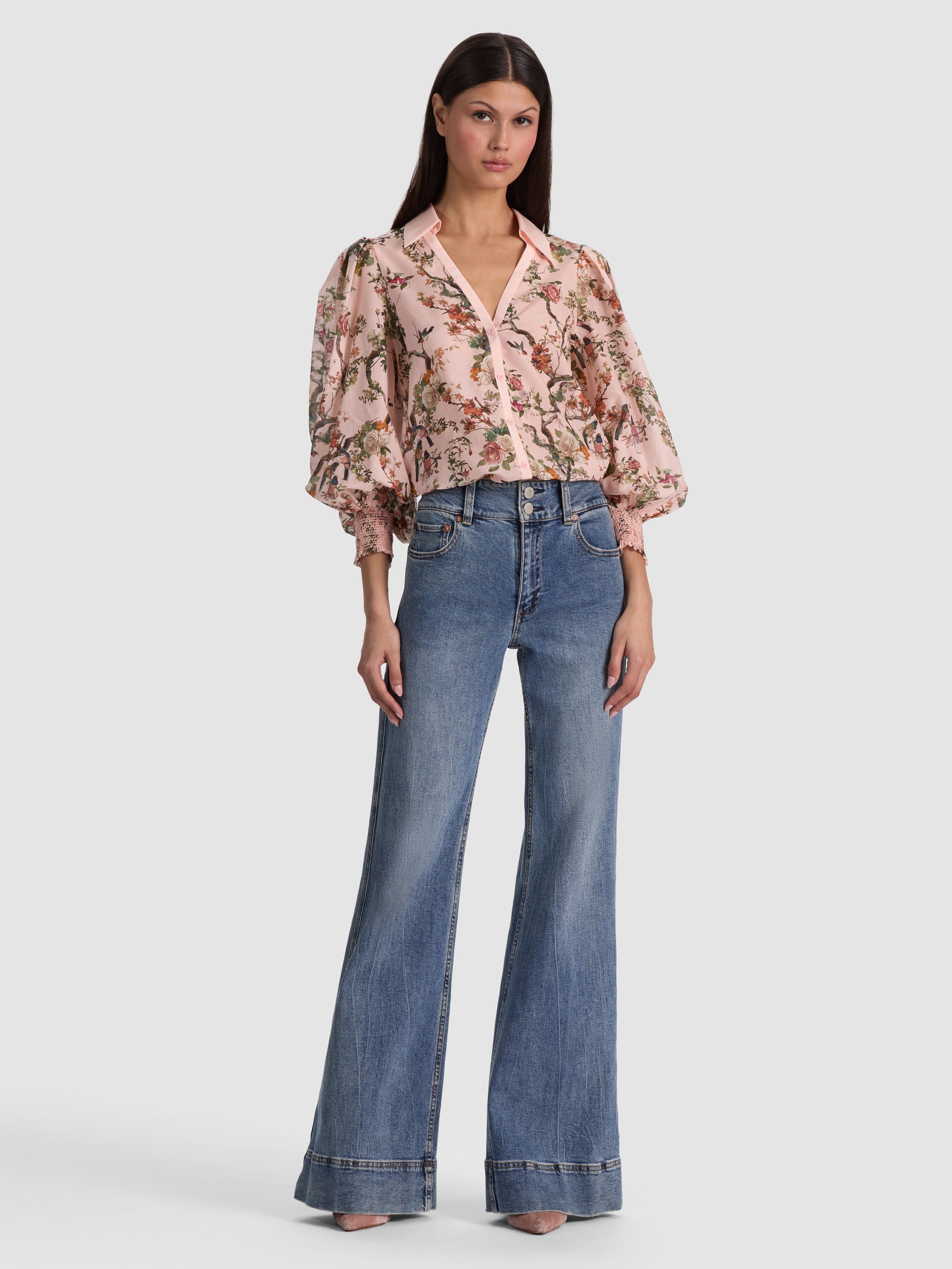 CHARIS BUTTON DOWN BLOUSE-ALICE + OLIVIA