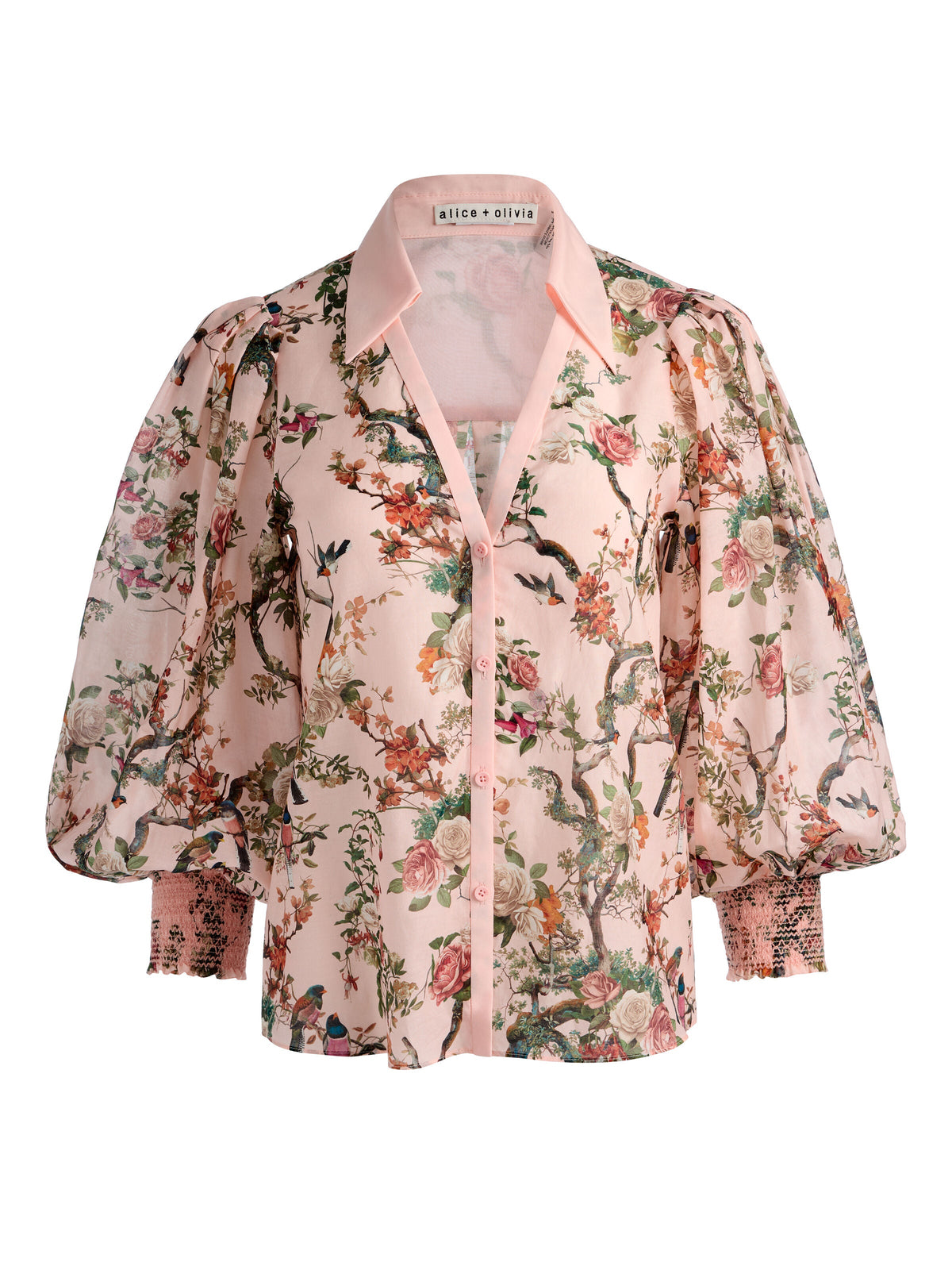 CHARIS BUTTON DOWN BLOUSE - SUNSET GROVE ENGLISH ROSE