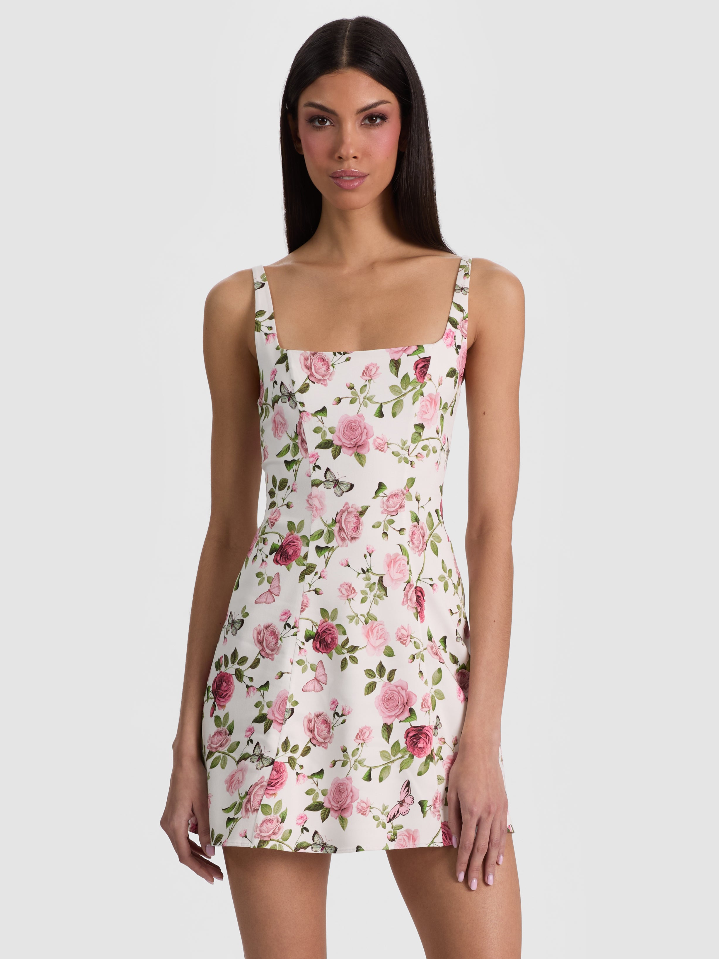 JULIA MINI DRESS-GARDEN GOSSIP OFF WHITE-ALICE + OLIVIA