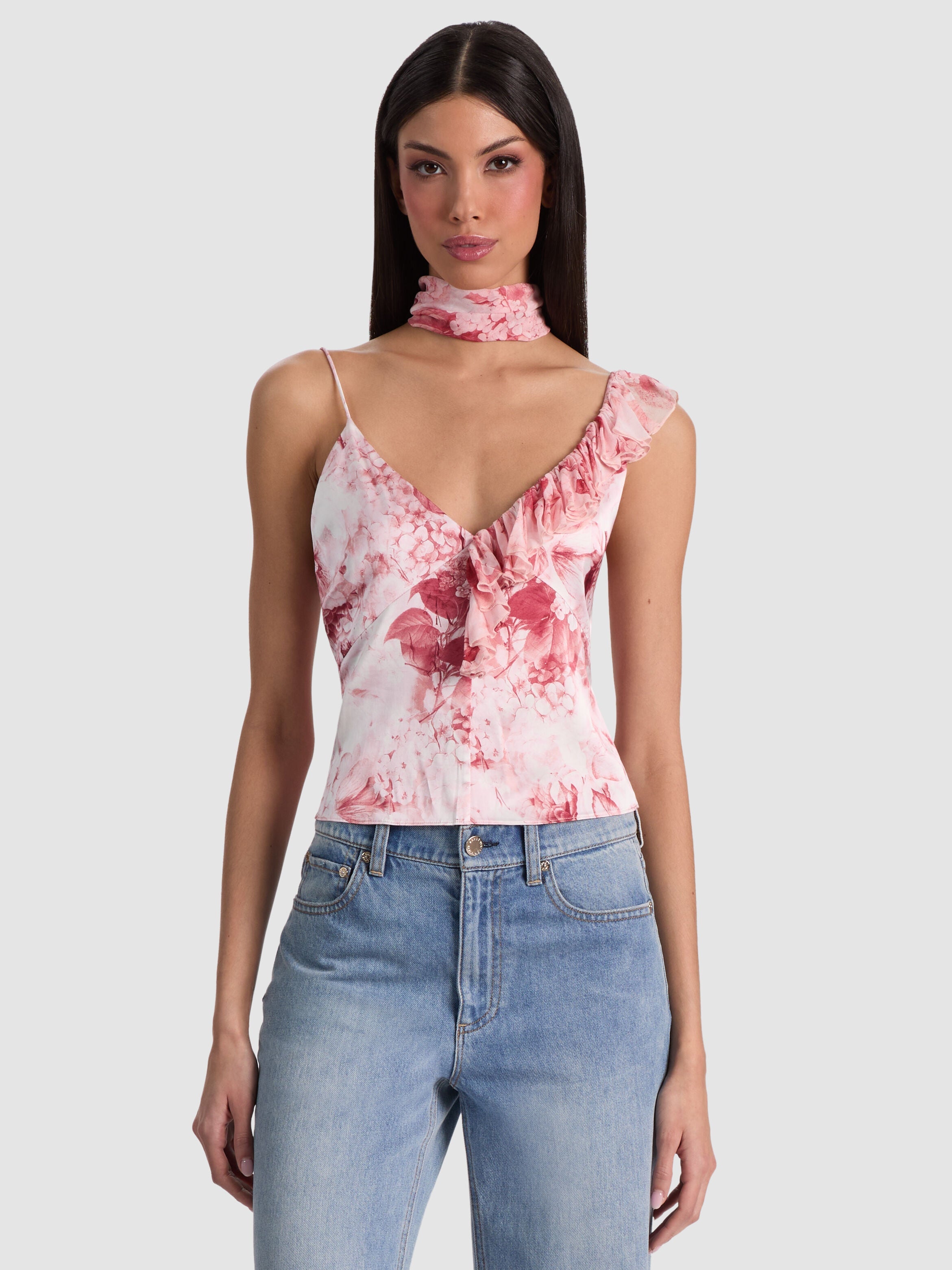 ZELDA RUFFLE TANK WITH SCARF-ALICE + OLIVIA