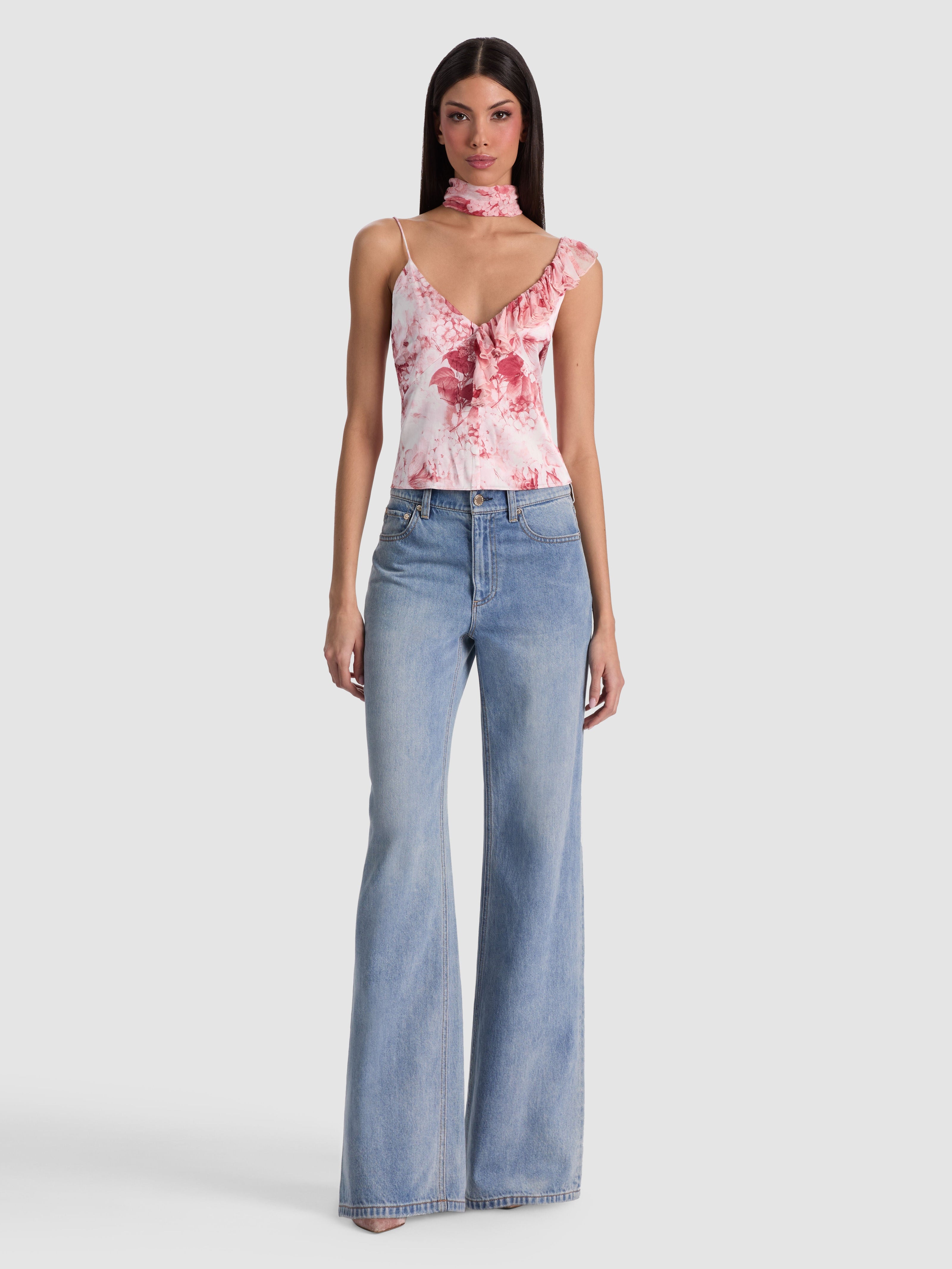 ZELDA RUFFLE TANK WITH SCARF-SEA BREEZE ENGLISH ROSE-ALICE + OLIVIA