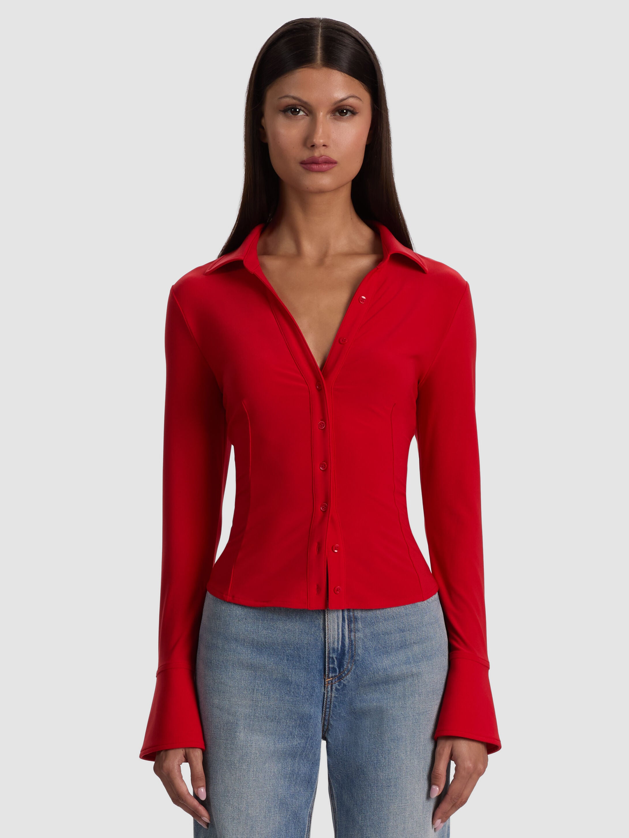 FREYA BUTTON DOWN TOP-CHILI PEPPER-ALICE + OLIVIA
