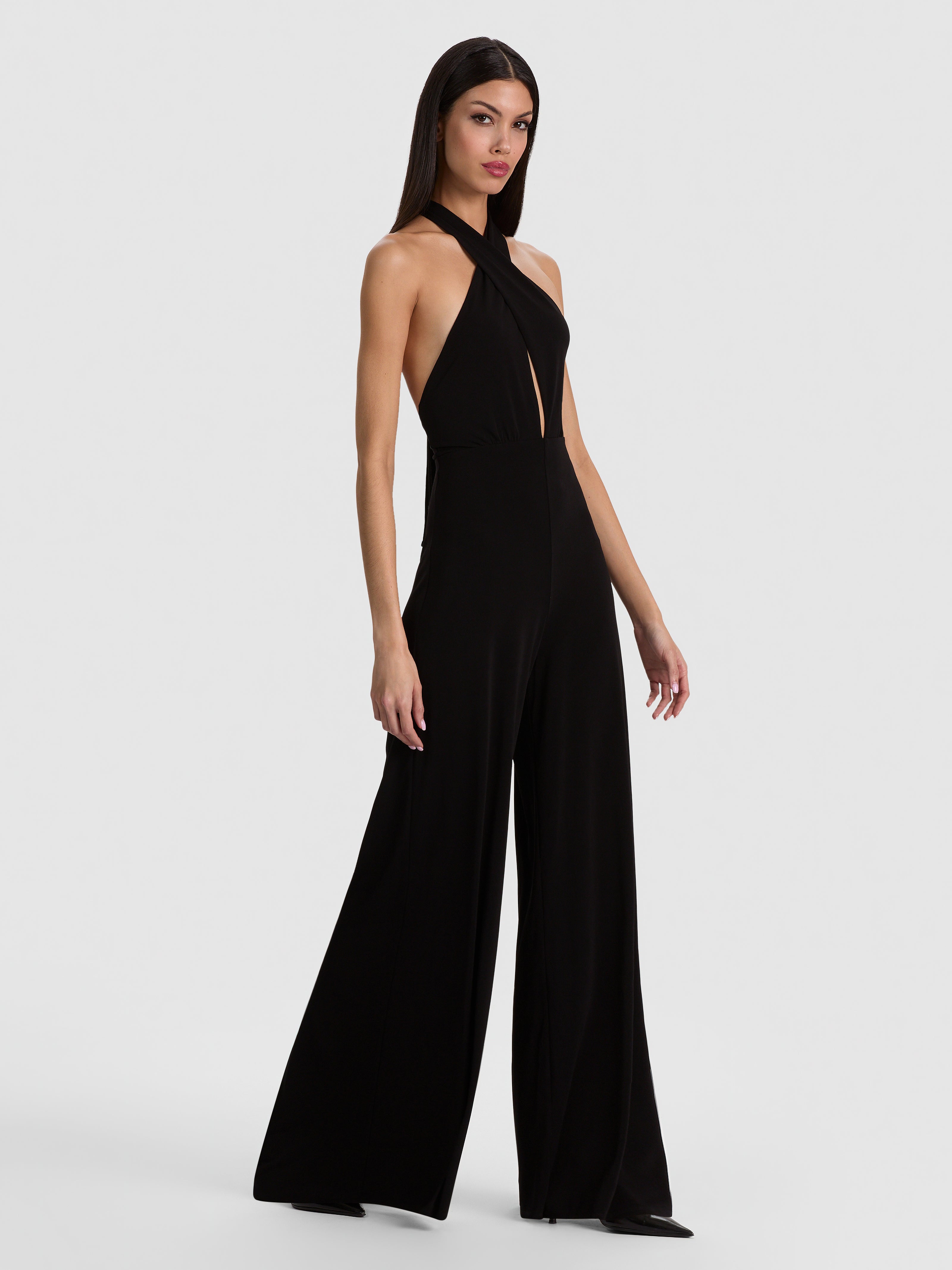 EVELINA HALTER JUMPSUIT-Black-ALICE + OLIVIA