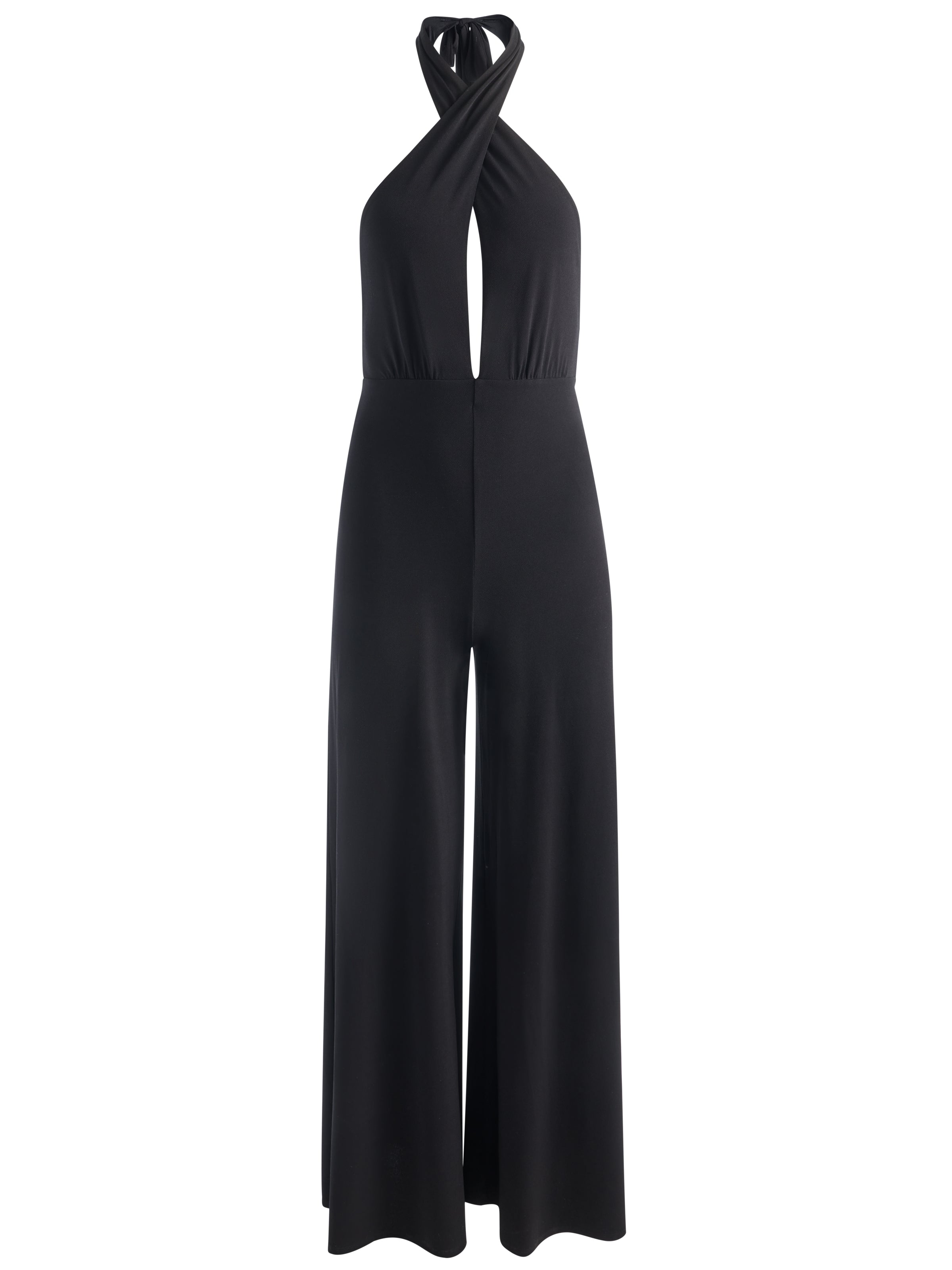 EVELINA HALTER JUMPSUIT-Black-ALICE + OLIVIA