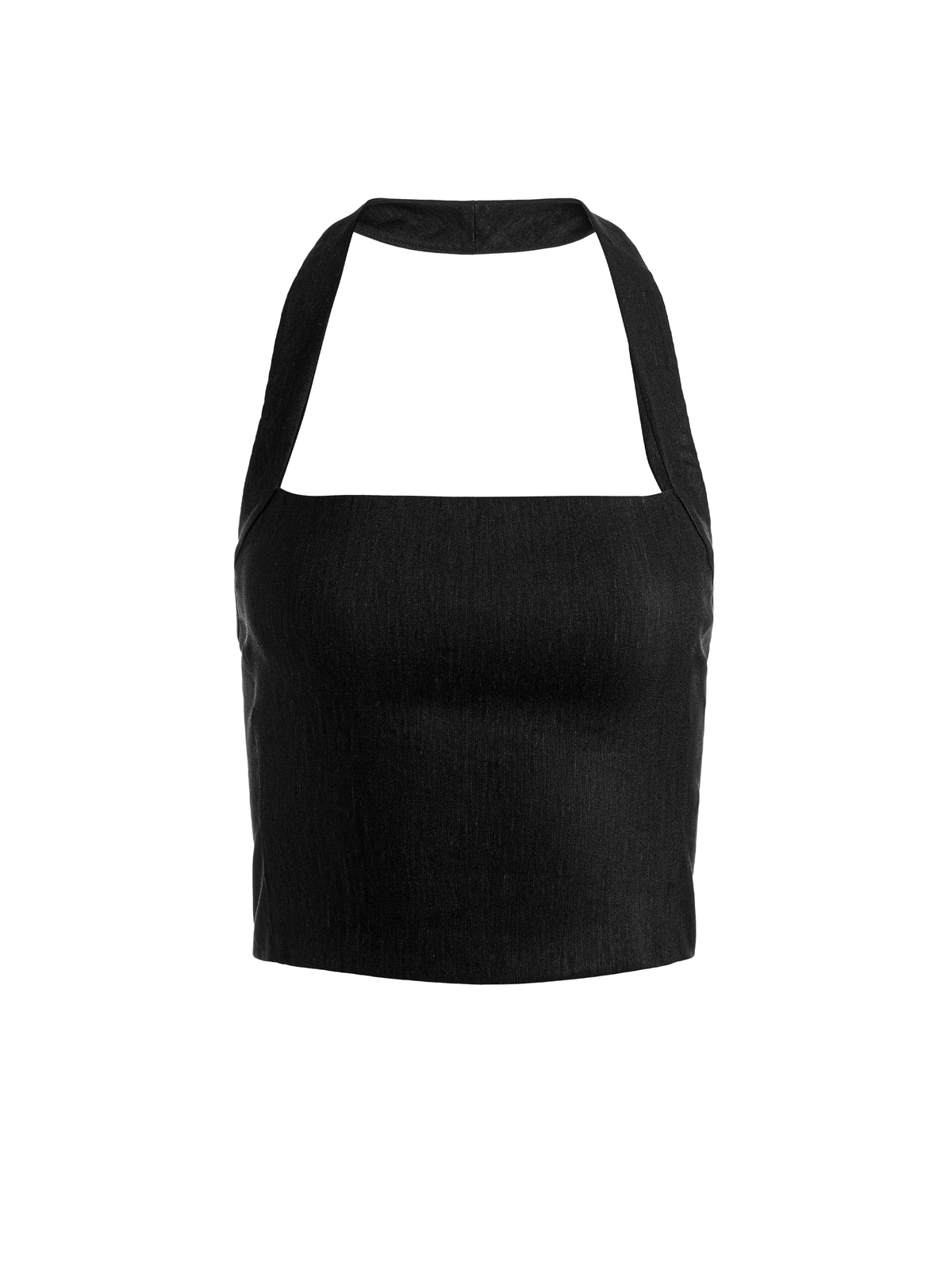 FIONA HALTER CROPPED TOP - BLACK