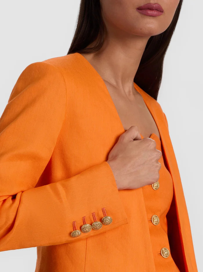 CORBIN COLLARLESS ANGELED BLAZER-ALICE + OLIVIA
