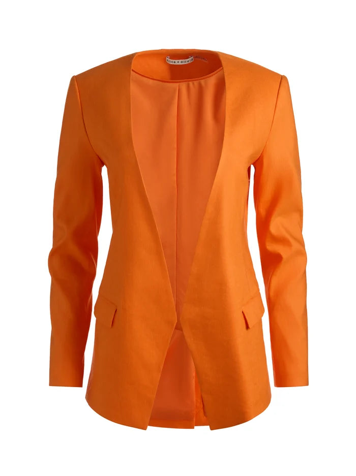 CORBIN COLLARLESS ANGELED BLAZER-ALICE + OLIVIA