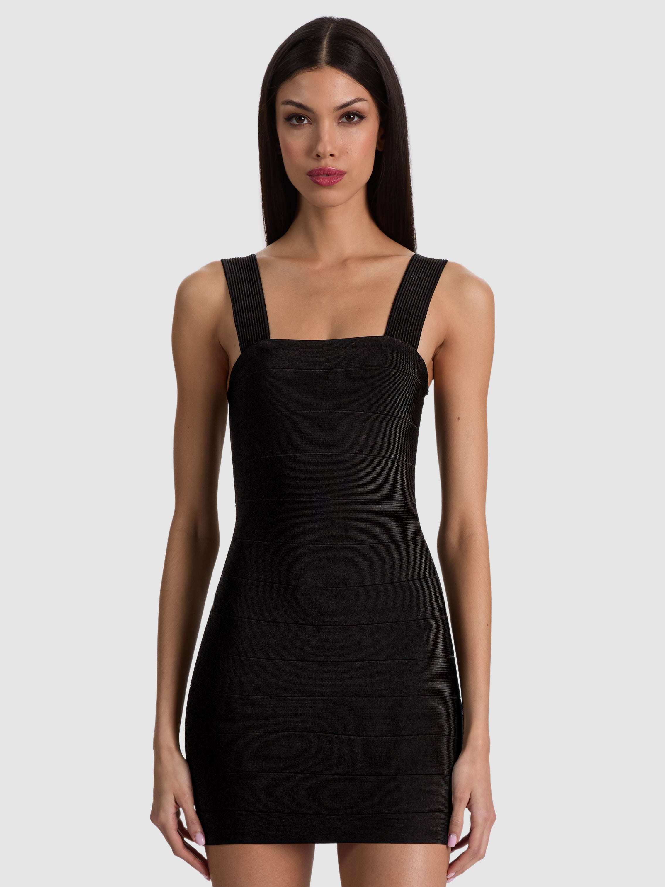 JODIE BANDAGE MINI DRESS-Black-ALICE + OLIVIA
