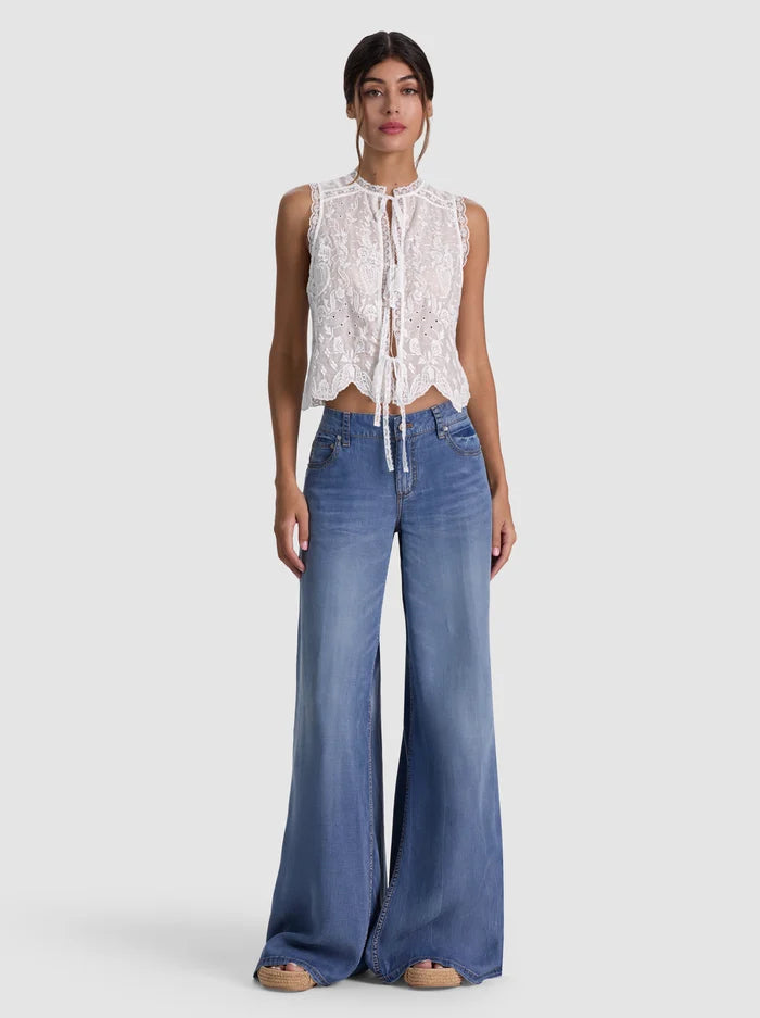 AMAL EMBR TIE FT TANK TOP-ALICE + OLIVIA