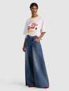 EVAN STACEFACE OVERSIZED CROPPED TEE W APPLIQUES-ALICE + OLIVIA