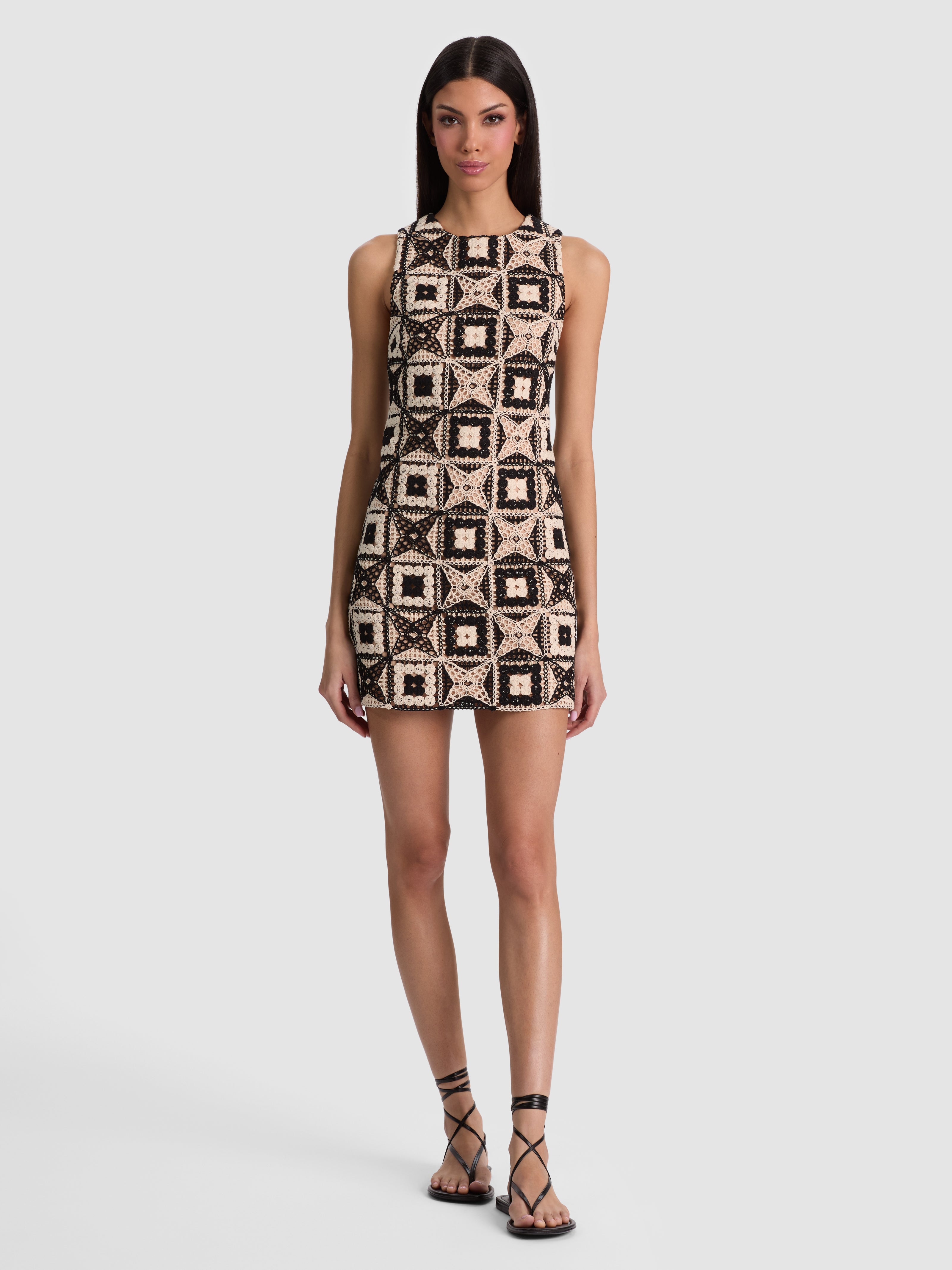 CLYDE CROCHET MINI DRESS-ALICE + OLIVIA