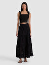 MARINDA EMBR FOLDOVER TIE SHOULDER CROPPED TOP-ALICE + OLIVIA