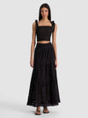 LEONA EMBROIDERED MIDI SKIRT-Black-ALICE + OLIVIA