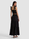 LEONA EMBROIDERED MIDI SKIRT-Black-ALICE + OLIVIA