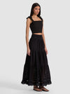 LEONA EMBROIDERED MIDI SKIRT-Black-ALICE + OLIVIA