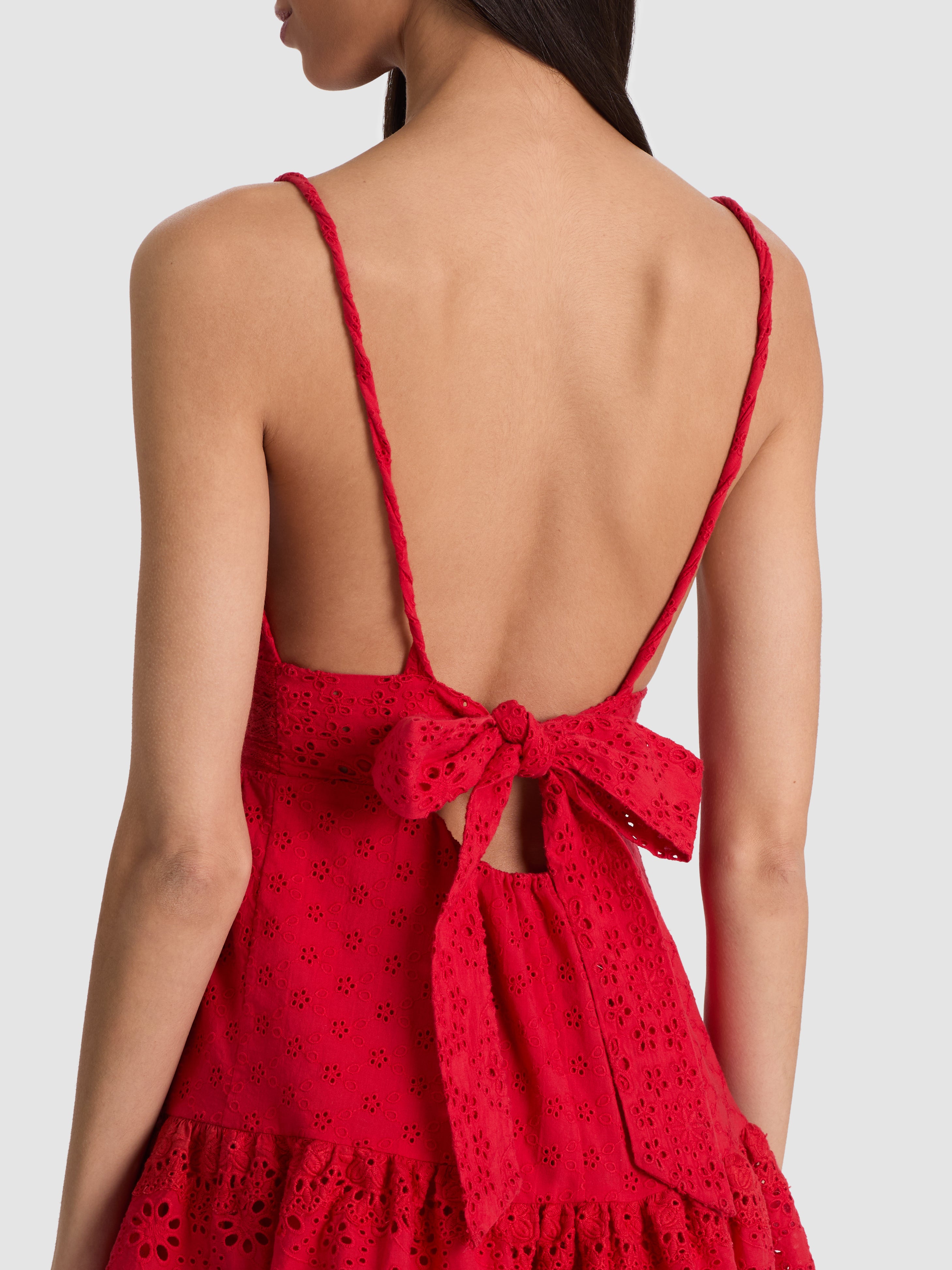 LORENE EMBROIDERED MINI DRESS-CHILI PEPPER-ALICE + OLIVIA