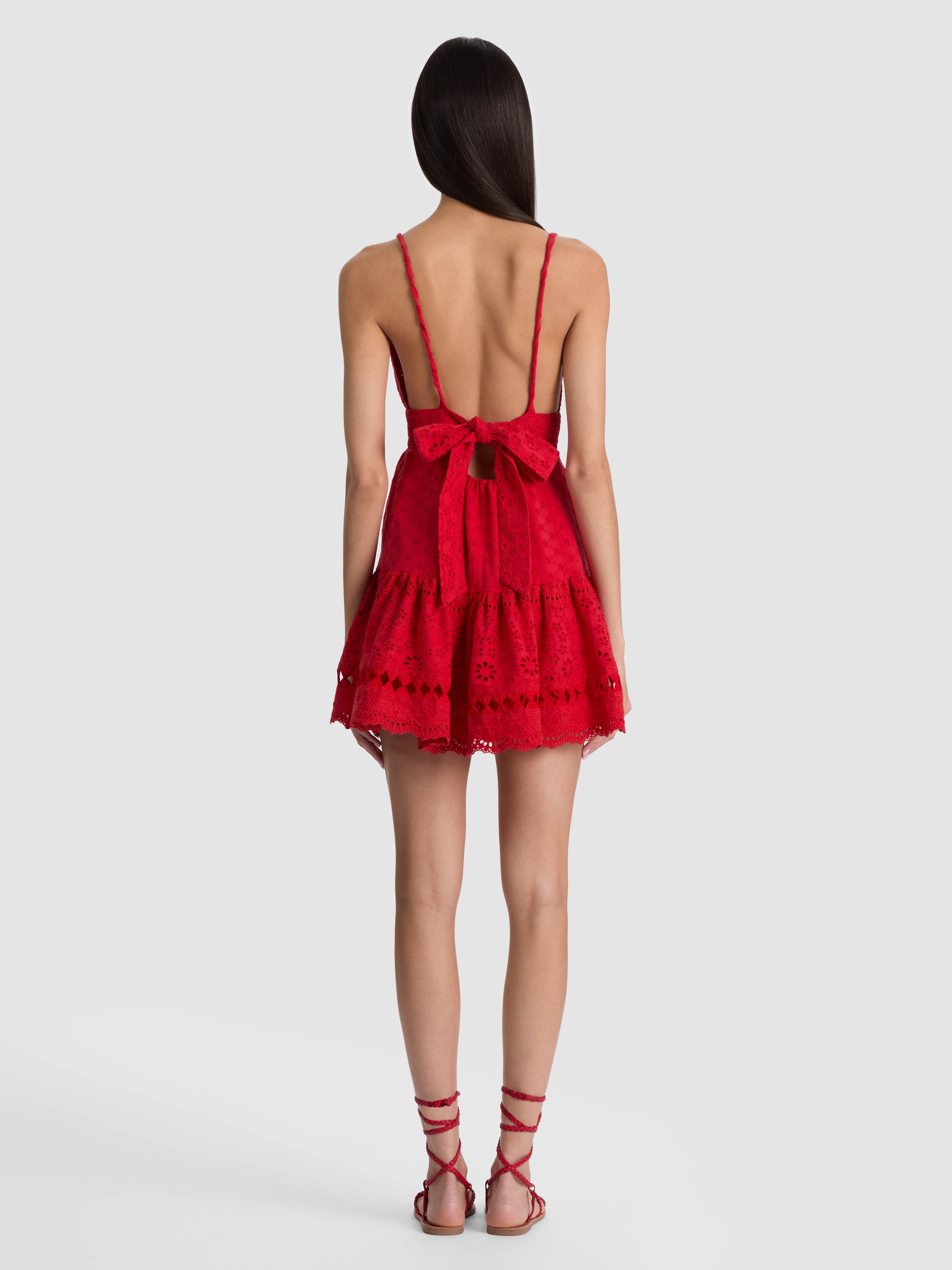 LORENE EMBROIDERED MINI DRESS-CHILI PEPPER-ALICE + OLIVIA