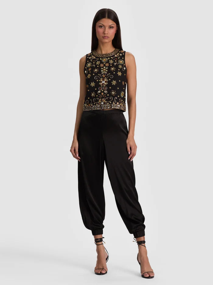 AMAL EMBELLISHED TANK-BLACK/MULTI-ALICE + OLIVIA