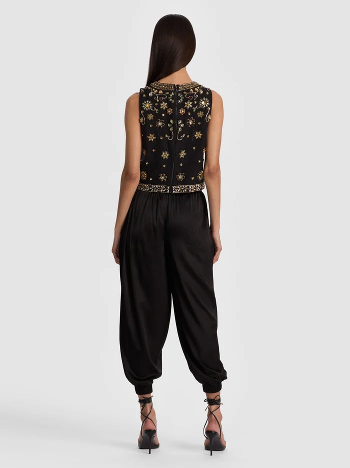 AMAL EMBELLISHED TANK-BLACK/MULTI-ALICE + OLIVIA
