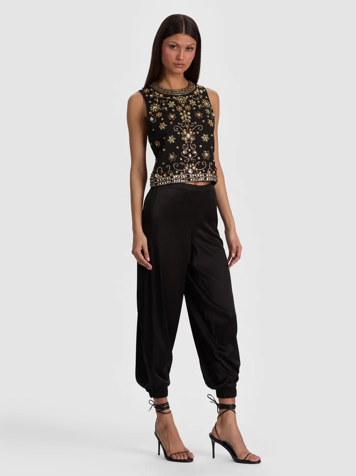 AMAL EMBELLISHED TANK-BLACK/MULTI-ALICE + OLIVIA