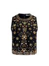 AMAL EMBELLISHED TANK-BLACK/MULTI-ALICE + OLIVIA