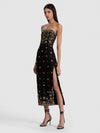 NINA EMBELL STRAIGHT NKLINE STRAPLESS MIDI DRESS-ALICE + OLIVIA