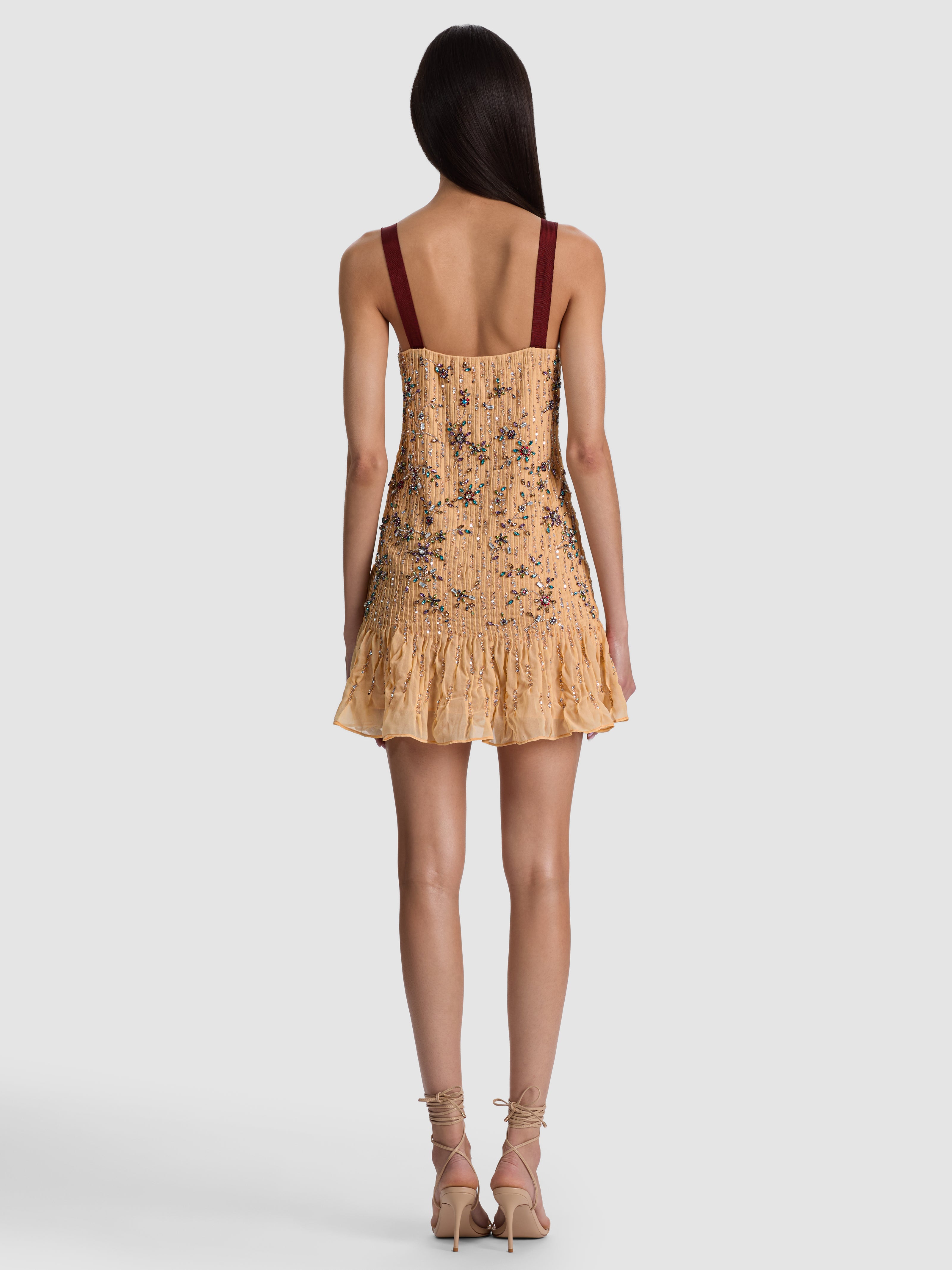 LINNEA EMBELLISHED MINI DRESS-LIGHT PEACH-ALICE + OLIVIA