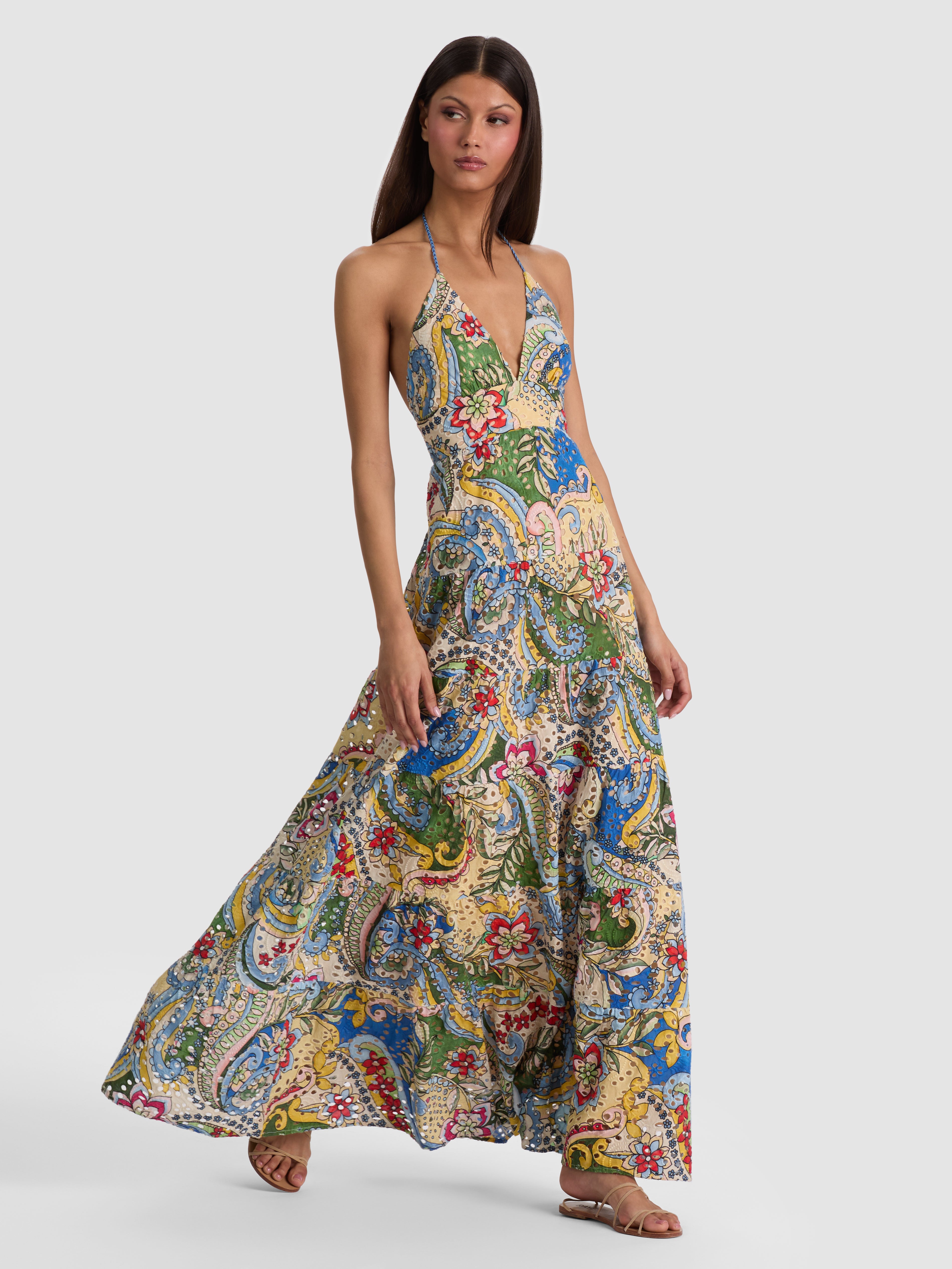 KAROLINA SMKD WAIST TIERED MAXI DRESS-ALICE + OLIVIA