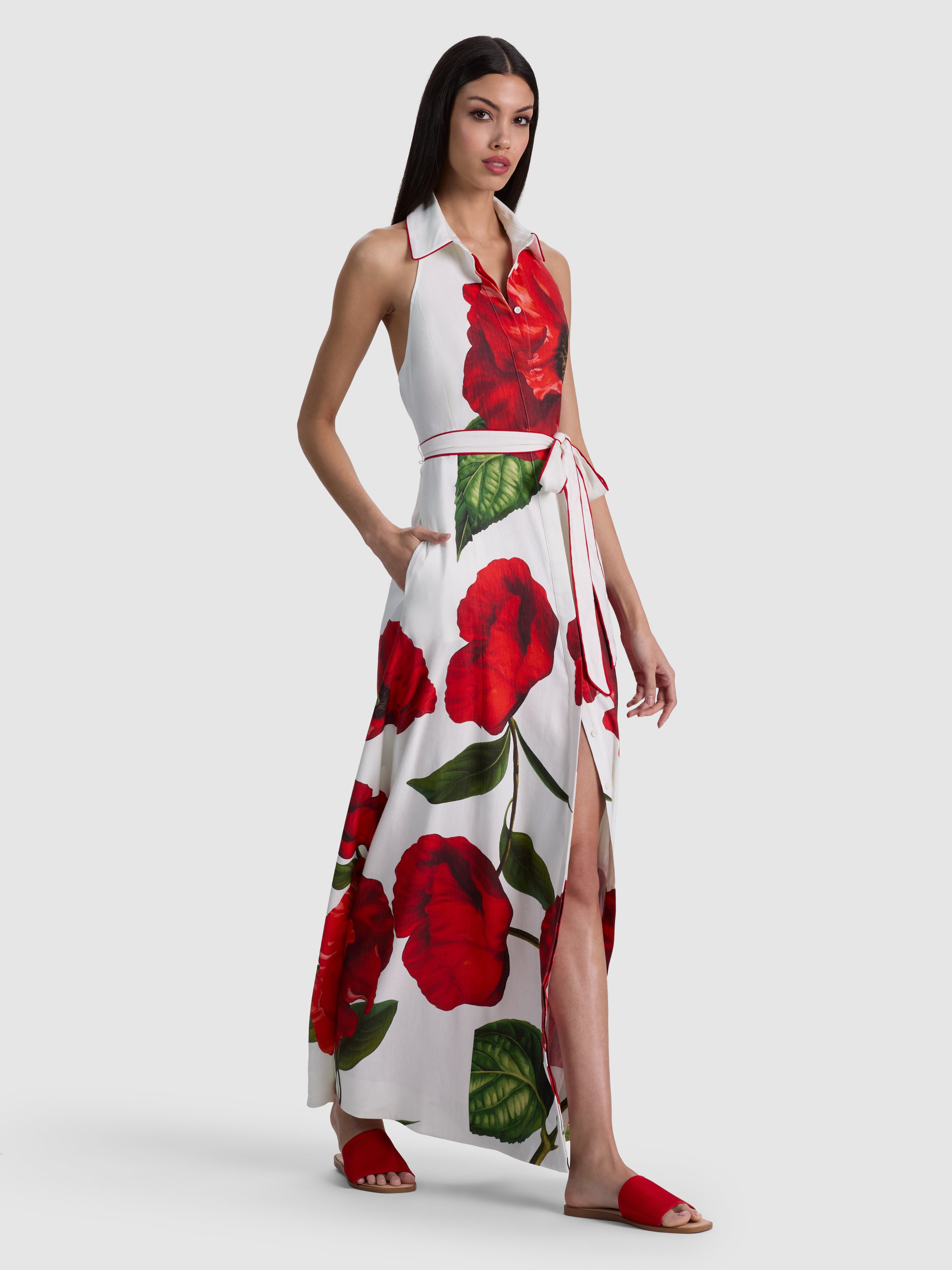 CHASSIDY HALTER MAXI DRESS-SUMMER POPPY-ALICE + OLIVIA