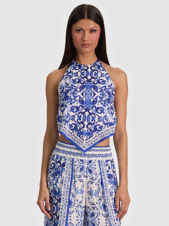 FRENCHIE HANDKERCHIEF HALTER TOP-ALICE + OLIVIA