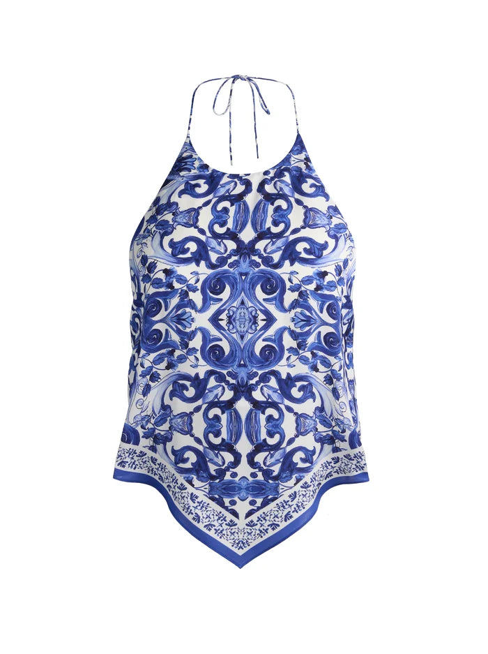 FRENCHIE HANDKERCHIEF HALTER TOP-ALICE + OLIVIA